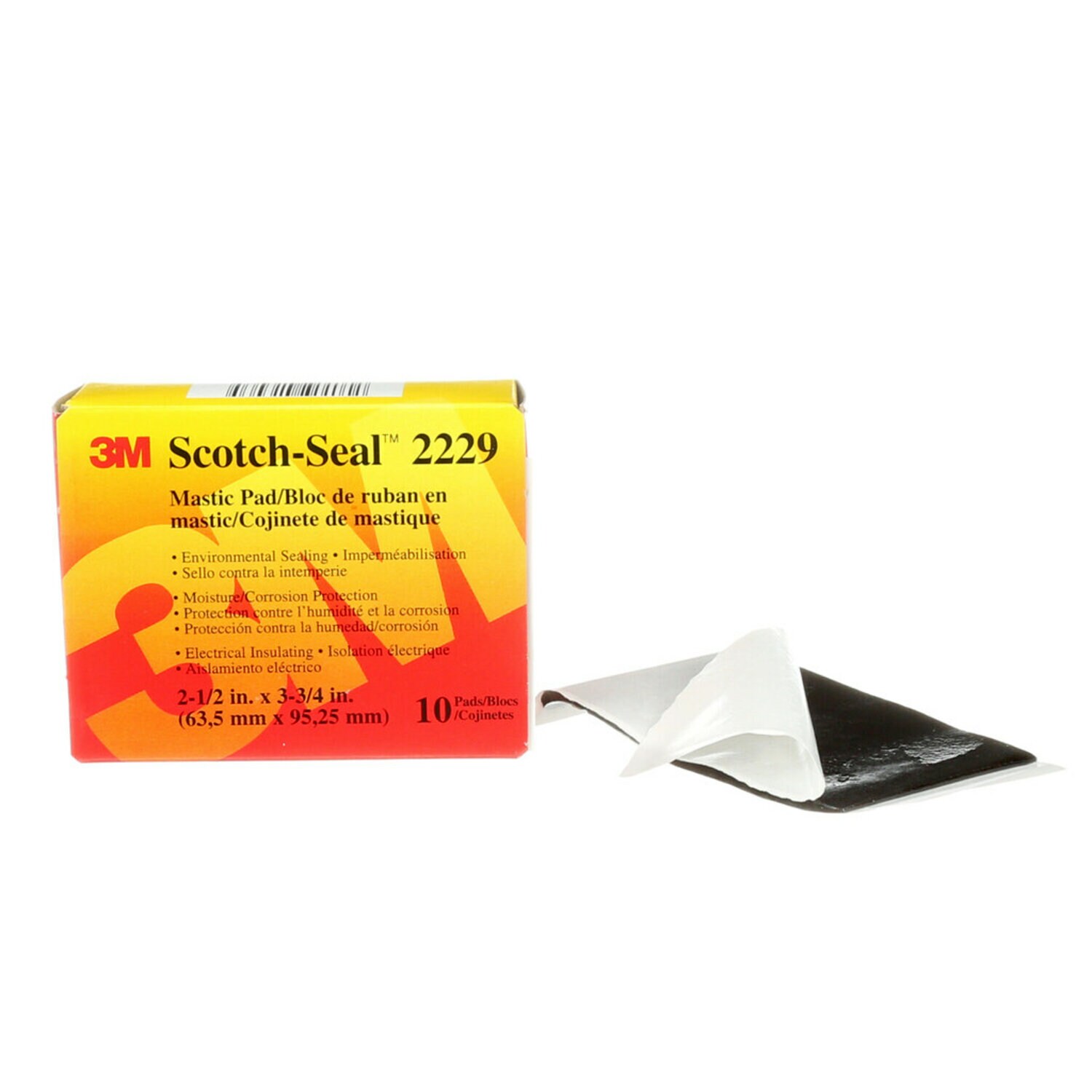 7000132544 - 3M Scotch-Seal Mastic Tape Compound 2229, 2-1/2 in x 3-3/4 in, Black,
10 pads/carton, 40 pads/Case