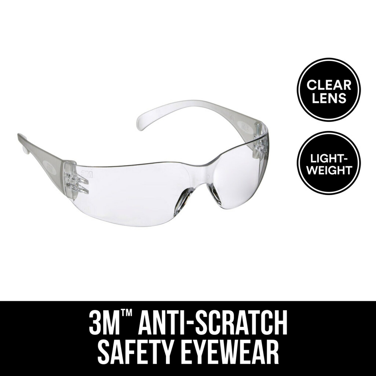 7100164130 - 3M Safety Eyewear Anti-Scratch, 90953H1-DC-20, Clear, Clear Lens, 20/case
