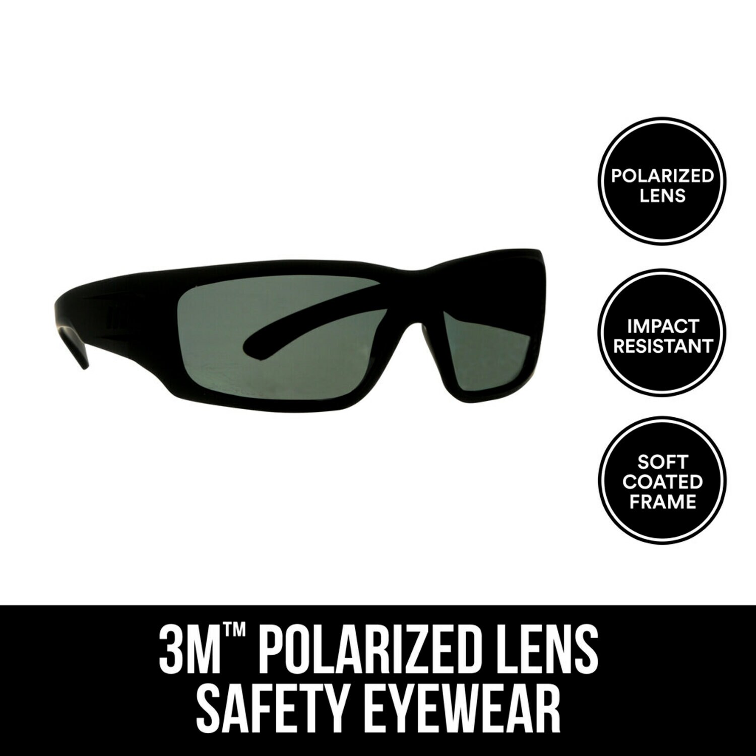7100158596 - 3M Safety Eyewear Polarized, 90214-HZ4-NA, Blk Frame, AF & Scratch Resistant Lens, 4/cs