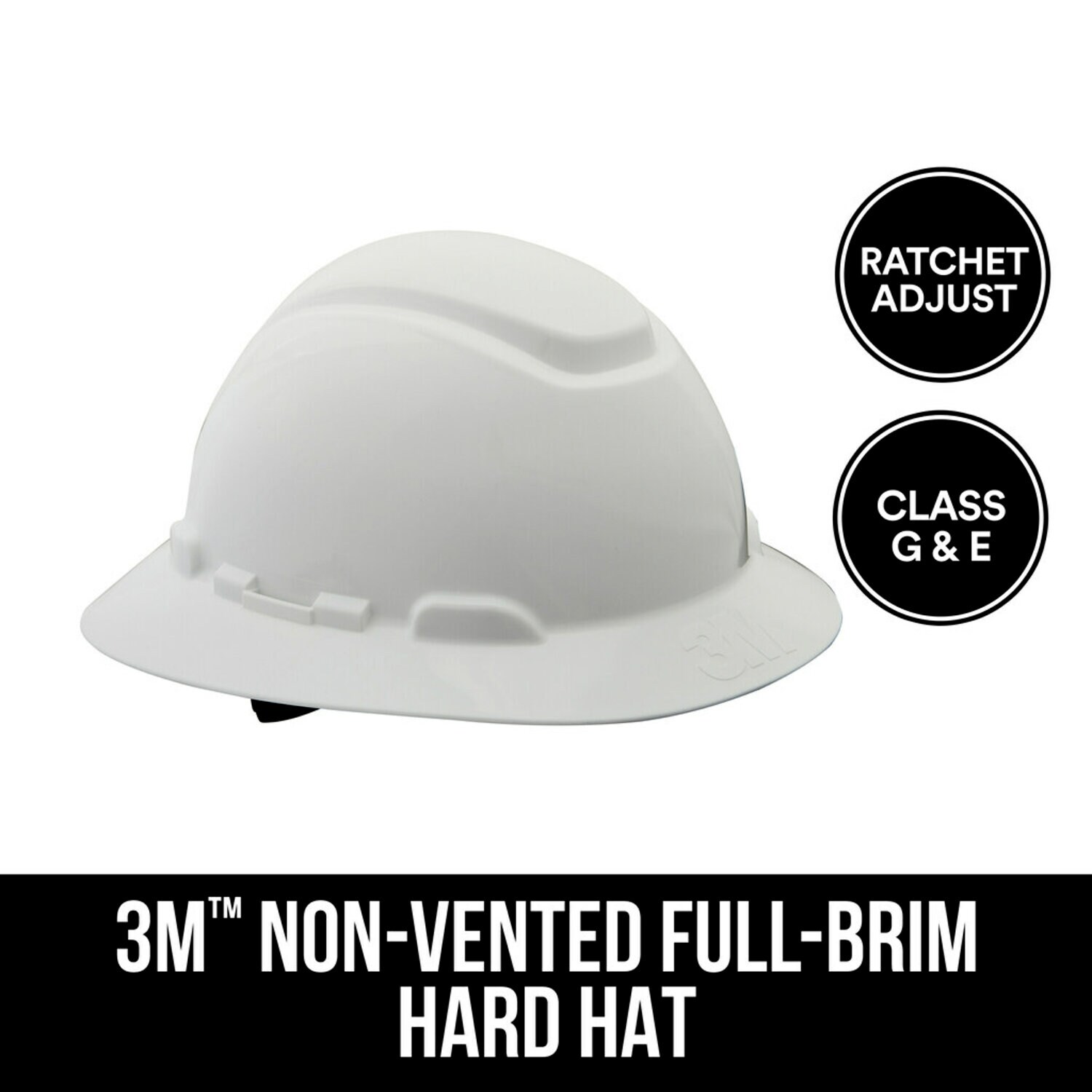 7100119484 - 3M Full-Brim Non-Vented Hard Hat with Ratchet Adjustment, CHH-FB-R-W6-PS, 6/case