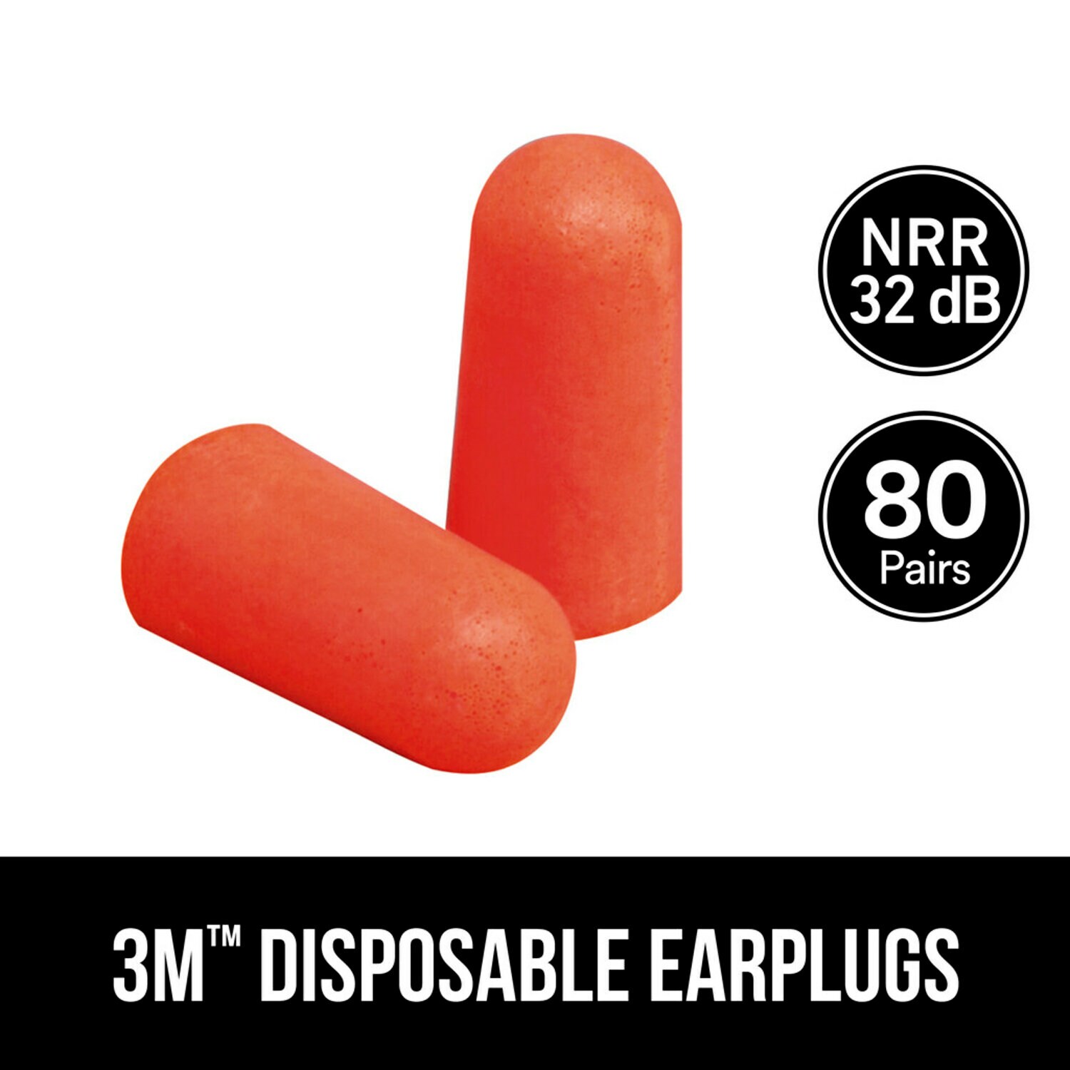 7100156575 - 3M Disposable Earplugs, 92800H80-DC, 80 pairs/pack, 6 packs/case