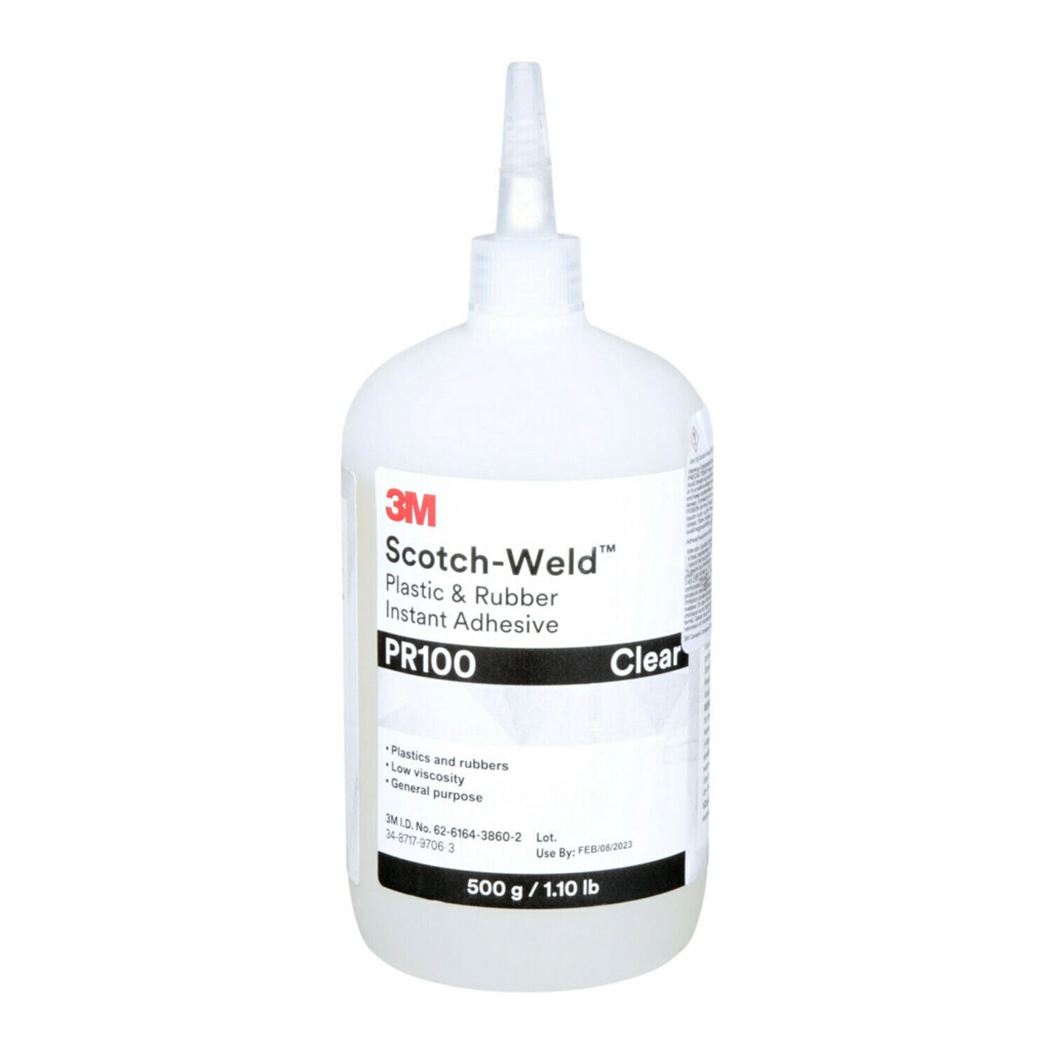 7100039200 - 3M Scotch-Weld Plastic & Rubber Instant Adhesive PR100, Clear, 500 Gram, 1 Bottle/Case