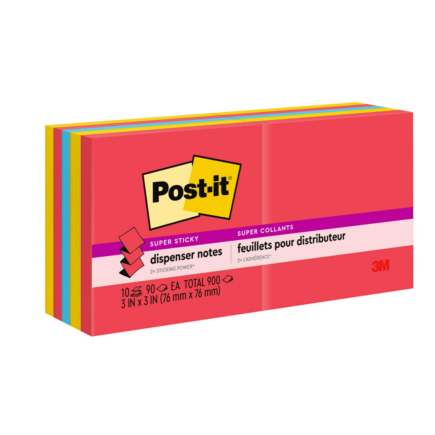 7100104266 - Post-it Super Sticky Dispenser Pop-up Notes R330-10SSAN, 3 in x 3 in (76 mm x 76 mm), 100% PEFC, SGSCH-PEFC-COC-110078