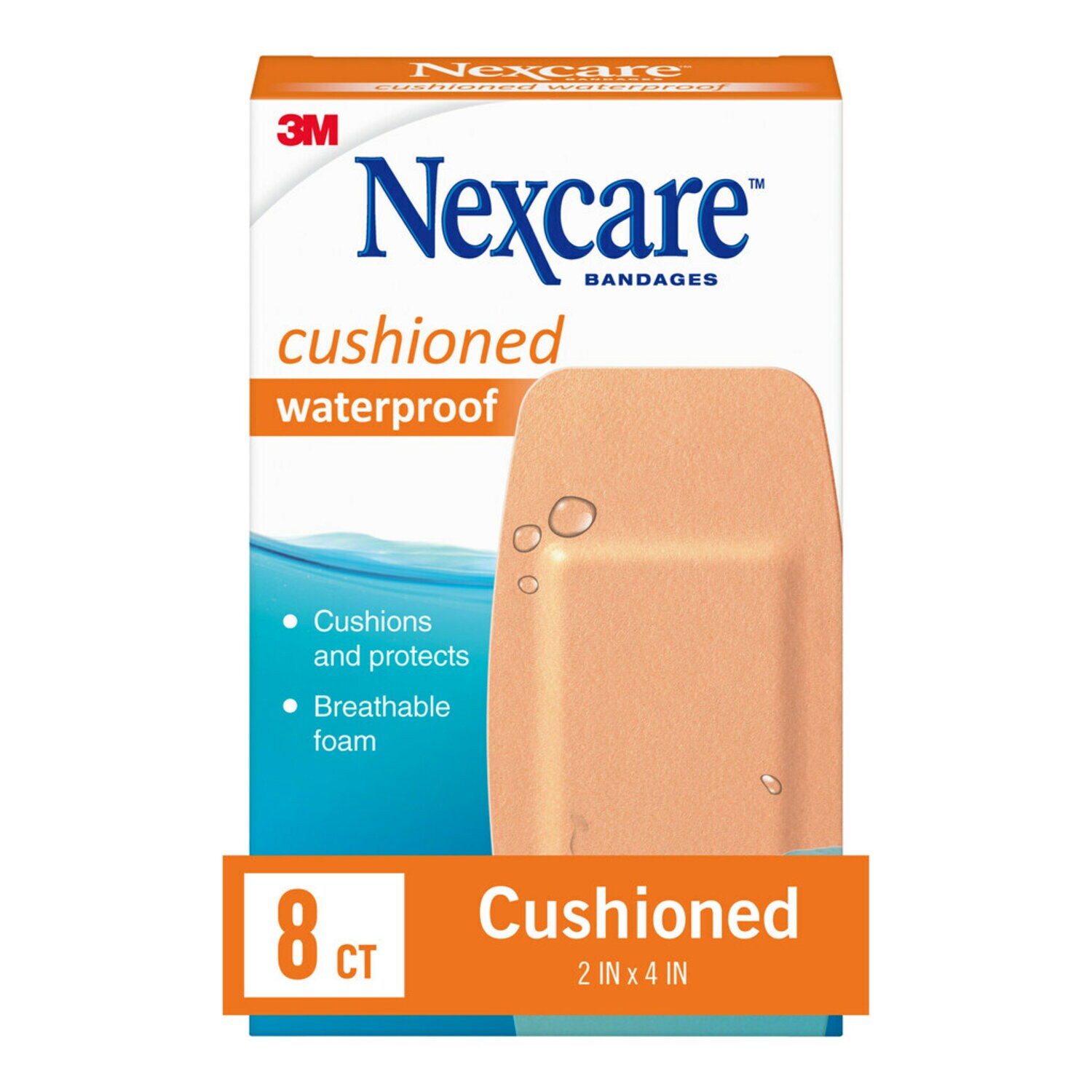 7100157176 - Nexcare Cushioned Waterproof Foam Bandages, Knee & Elbow, 8 ct., 522-08CB