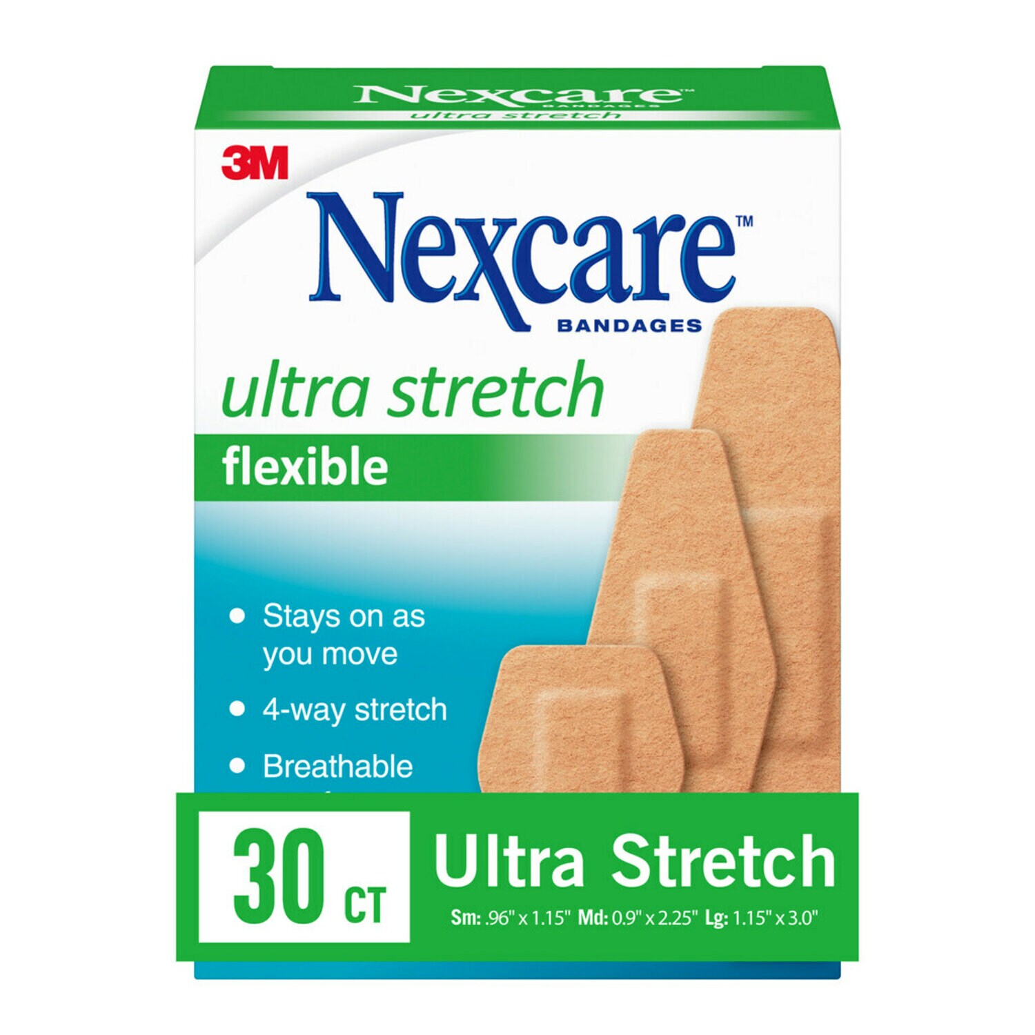 7100195693 - Nexcare Ultra Stretch Bandages, Assorted 576-30PB