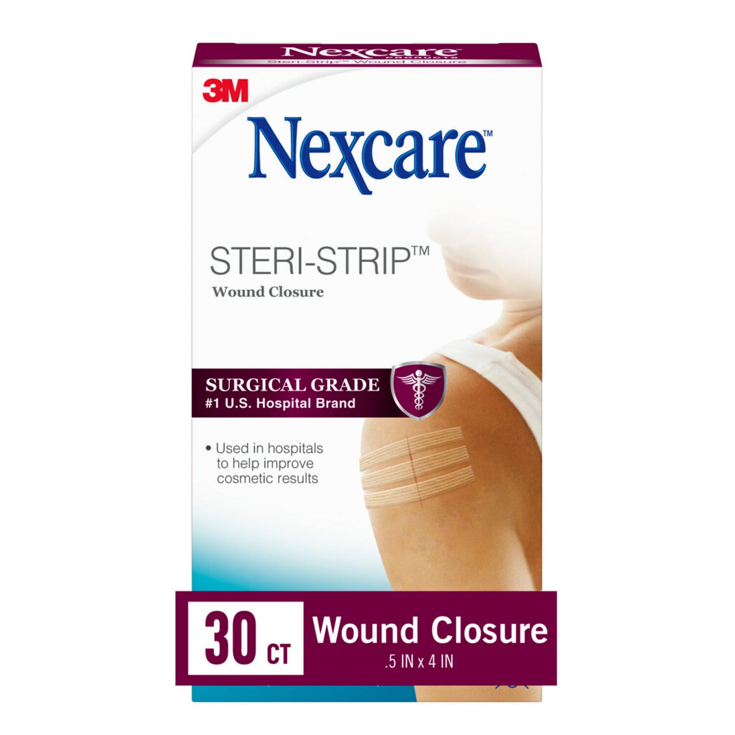 7100223111 - Nexcare Steri-Strip Wound Closure H1546, 1/4 in x 4 in (6 mm x 100 mm), 30 ct