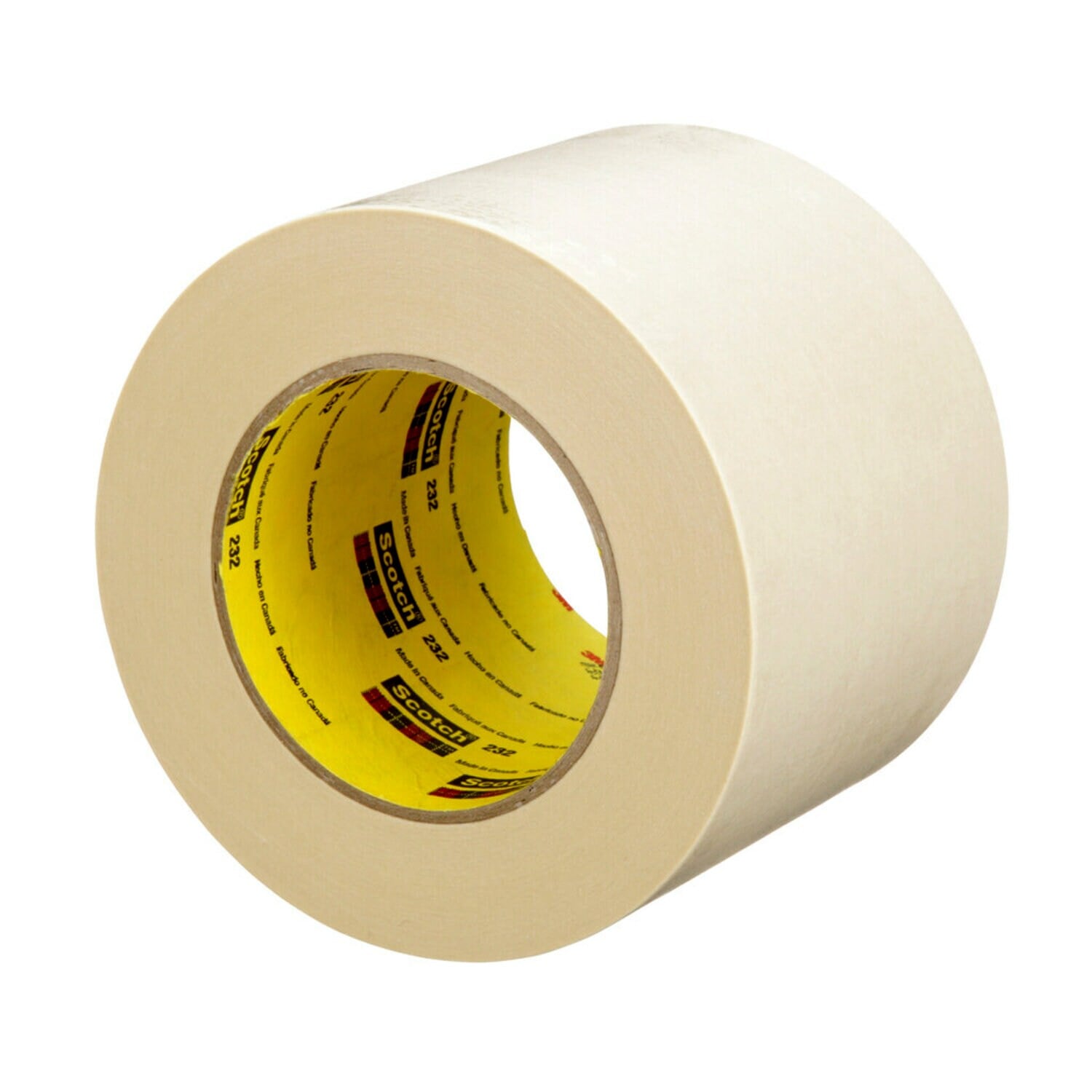 7000124033 - 3M High Performance Masking Tape 232, Tan, 96 mm x 55 m, 6.3 mil, 8 Roll/Case