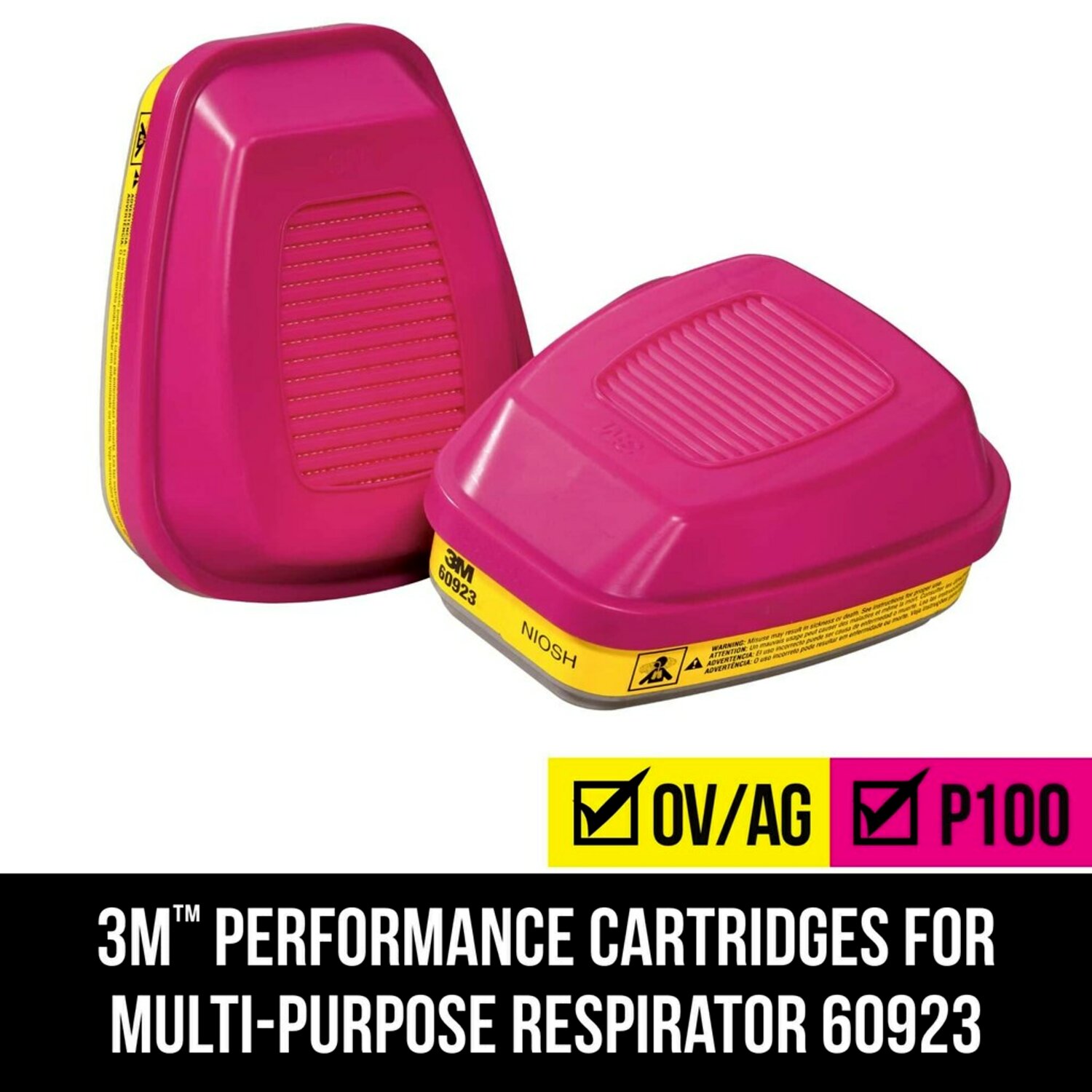 7100159818 - 3M Replacement Cartridges for Multi-purpose Respirator, 60923H1-DC, 1 pair/pack, 5 packs/case