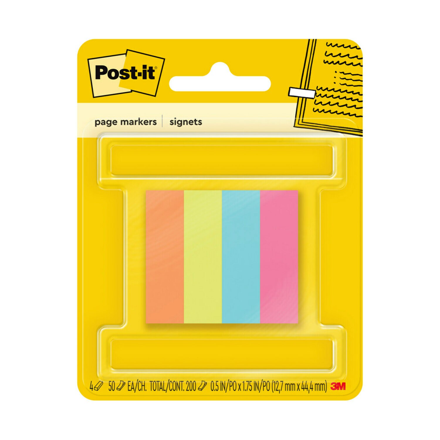 7100259773 - Post-it Page Markers 670-4-W, 0.5 in x 1.75 in (12.7 mm x 44.4 mm), 100% PEFC, SGSCH-PEFC-COC-110078