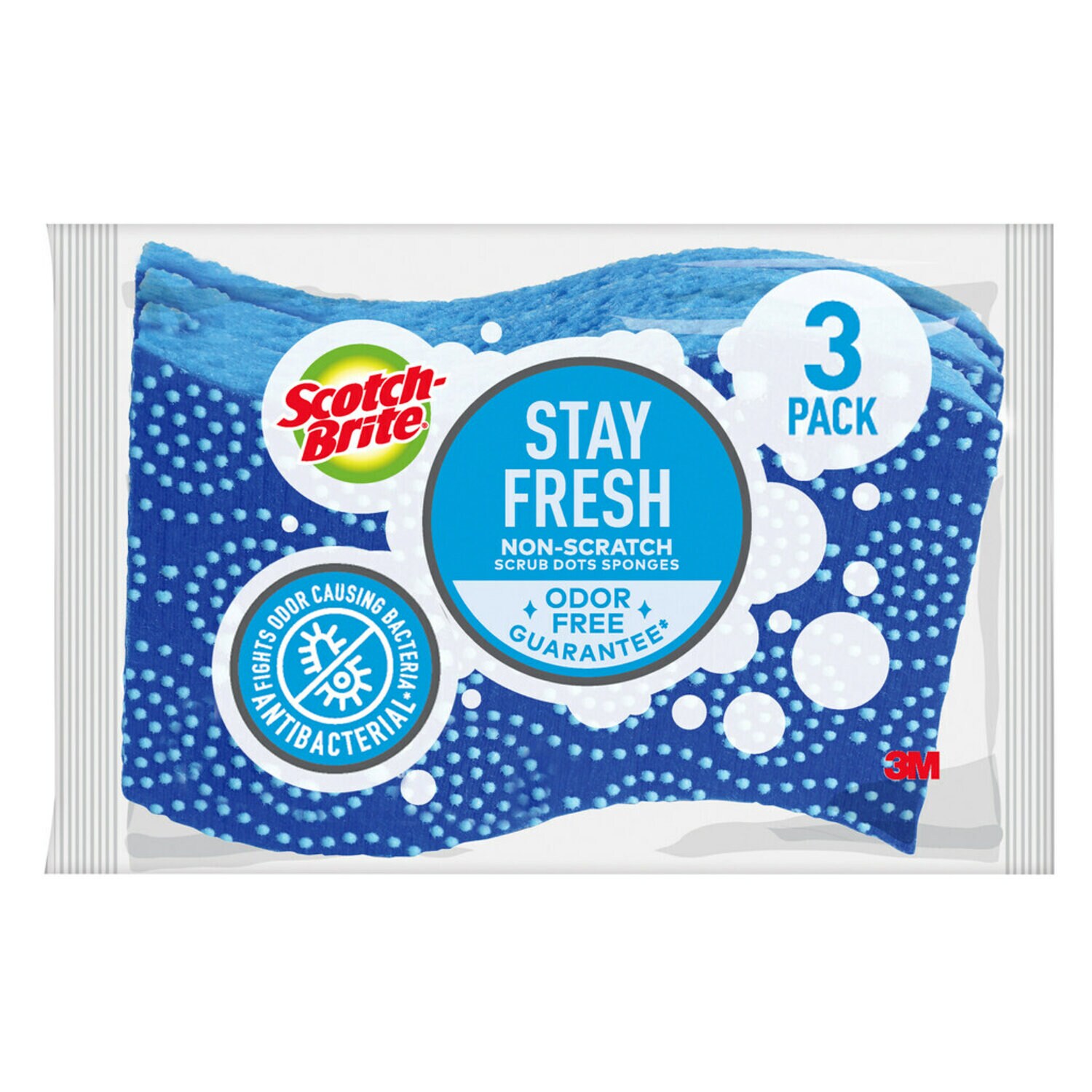 7100145050 - Scotch-Brite Stay Fresh Non-Scratch Scrub Dots Sponge 20303-8, 8/3
