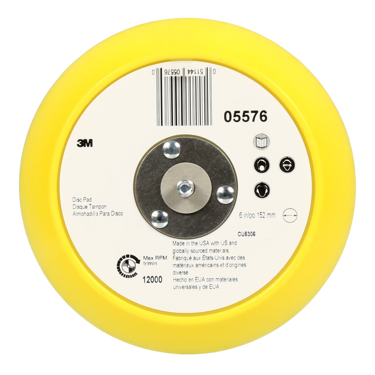 7000045680 - 3M Stikit Abrasive Disc Back-up Pad05576, Blue, 6 in x 3/4 in 5/16-24 External, 10/Case