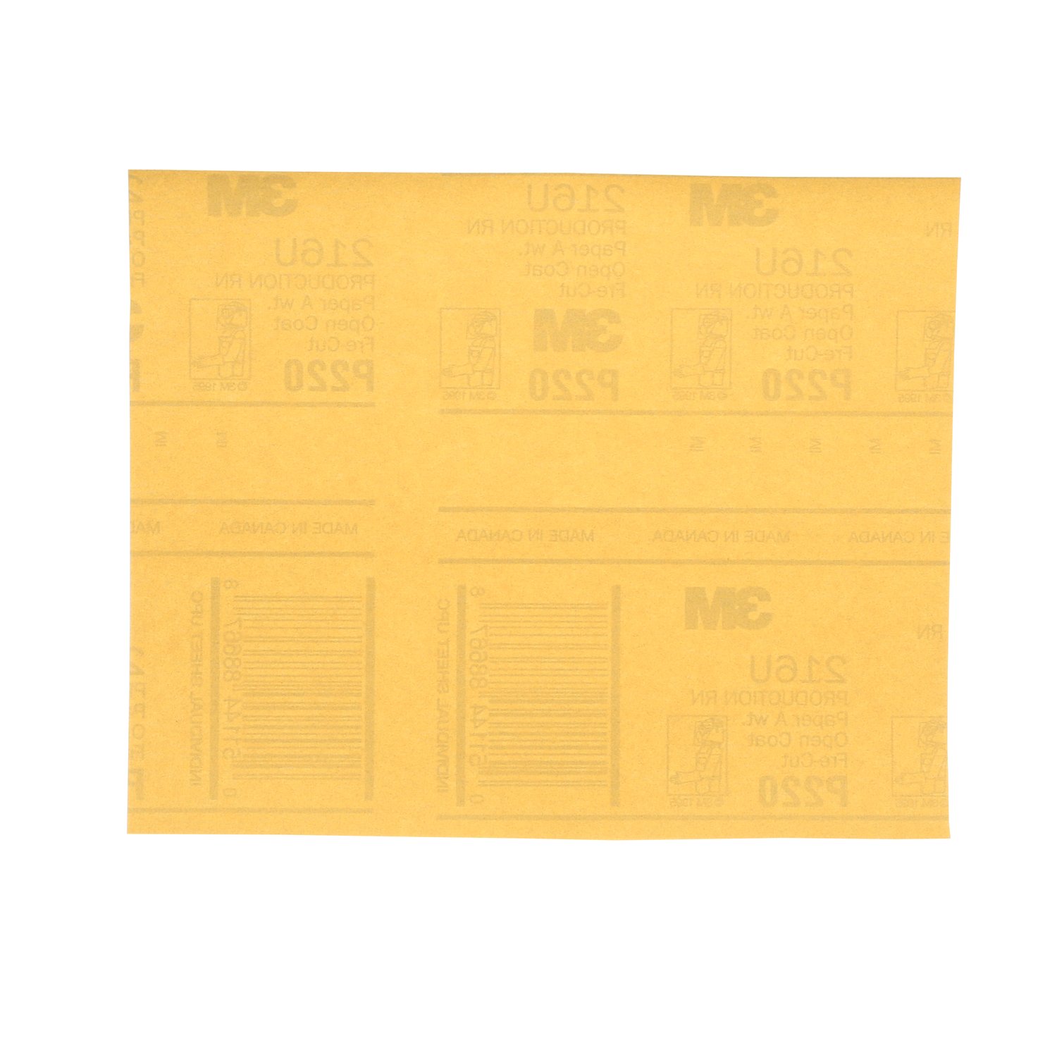 7000118283 - 3M Gold Abrasive Sheet, 02544, P220 grade, 9 in x 11 in, 50 sheets per
pack, 5 packs per case