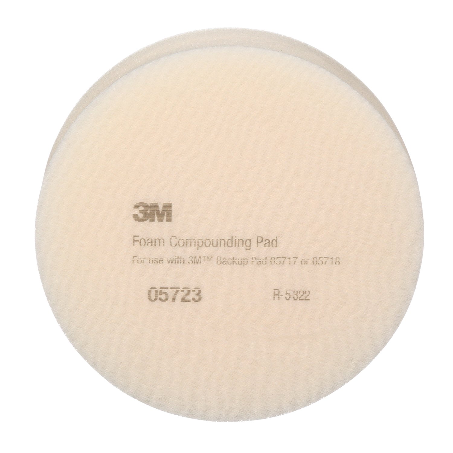 7000000485 - 3M Foam Compounding Pad, 05723, Single Sided, Flat Back, 8 in (203.2 mm), 2 pads per bag, 12 bags per case