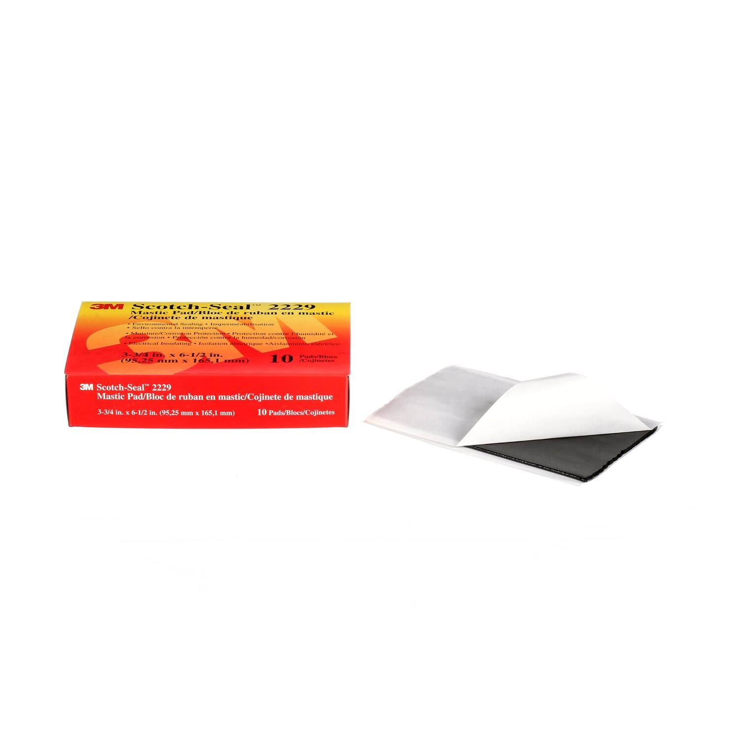 7000132527 - 3M Scotch-Seal Mastic Tape Compound 2229, 3-3/4 in x 6-1/2 in, Black, 10 pads/carton, 40 pads/Case