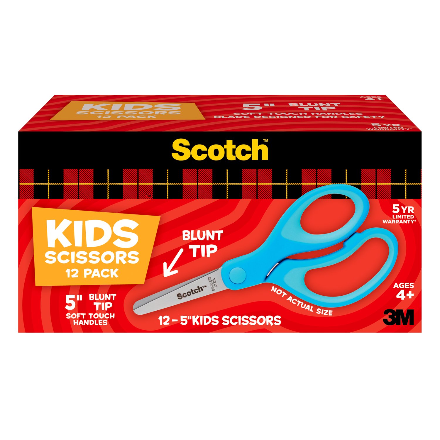 7100243066 - Scotch 5 in Soft Touch Blunt Kid Scissors 12 Count Pack - Purple 1442B-12