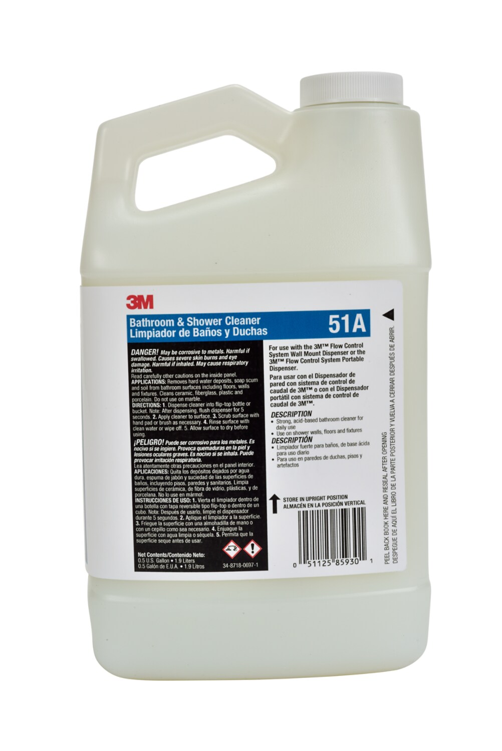 7010342271 - 3M Bathroom Shower Cleaner Concentrate 51A, 0.5 Gallon, 4/Case