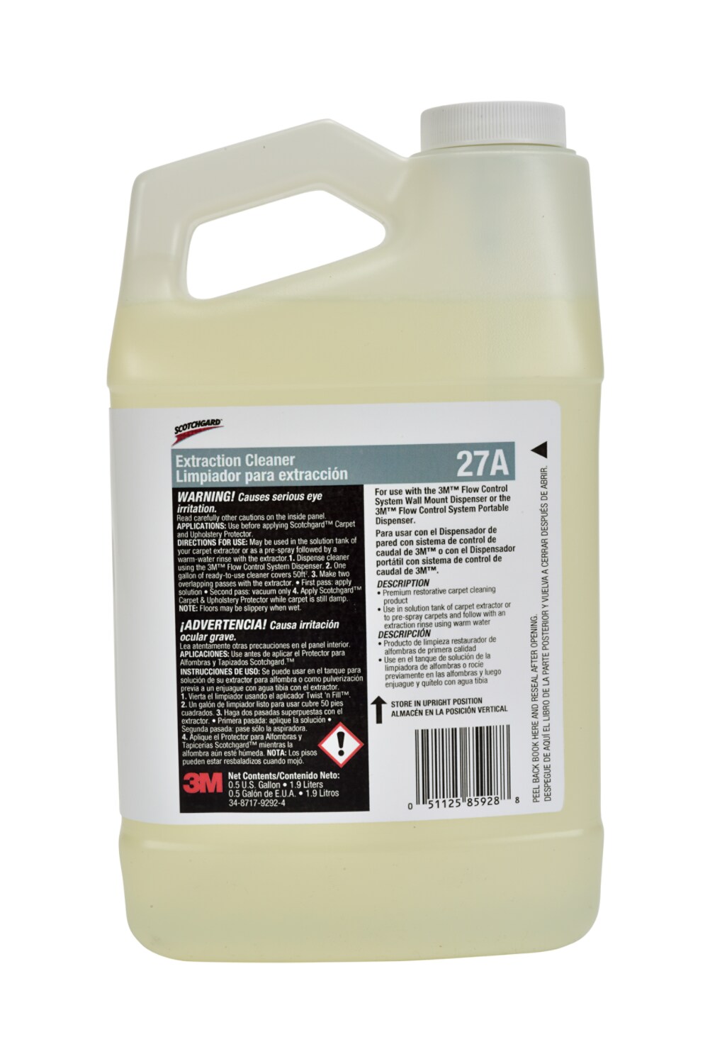 7010293203 - 3M Scotchgard Extraction Cleaner Concentrate 27A, 0.5 Gallon, 4/Case