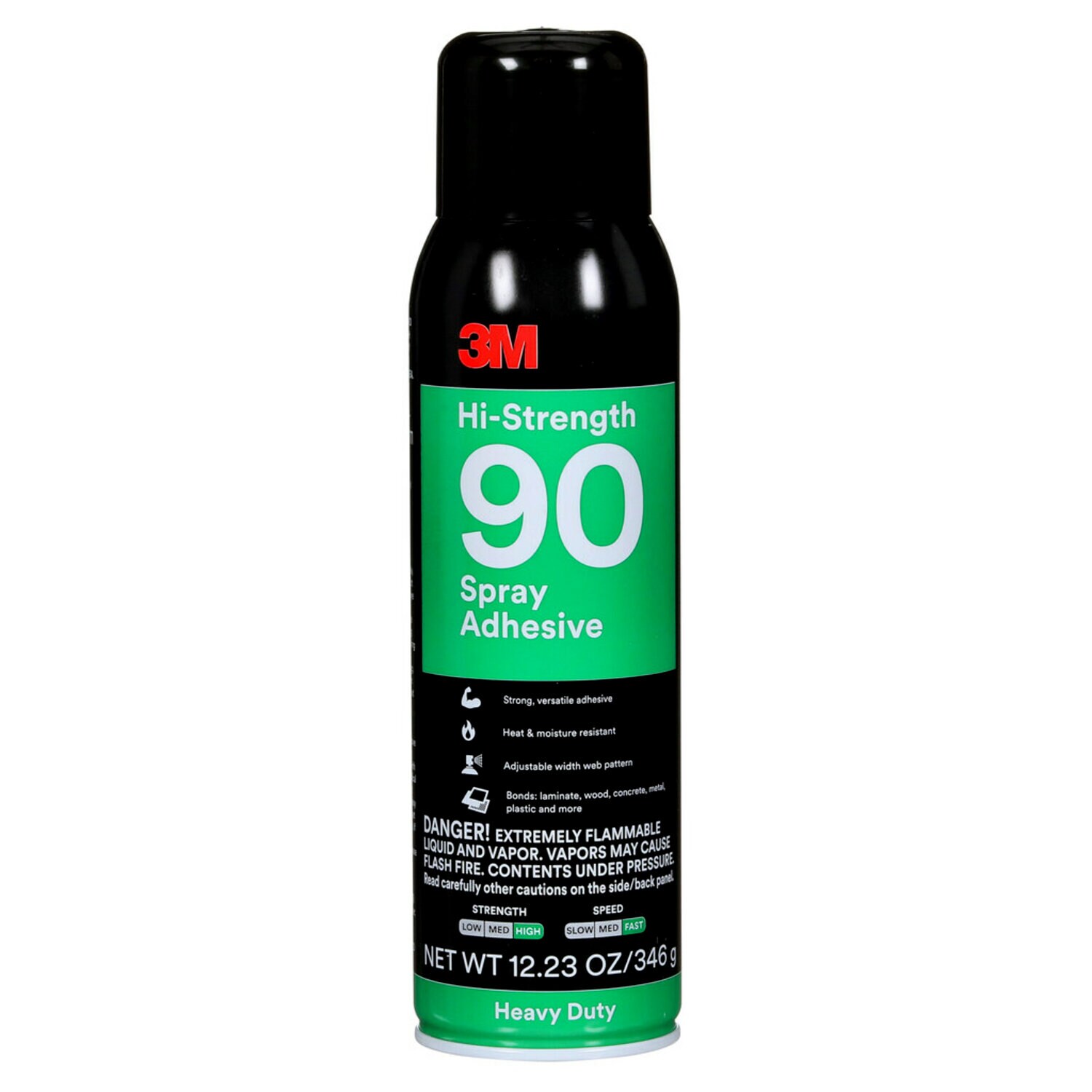 7010366483 - 3M Hi-Strength Spray Adhesive 90, Clear, 16 fl oz Can (Net Wt 12.23 oz), 12/Case, NOT FOR SALE IN CA AND OTHER STATES