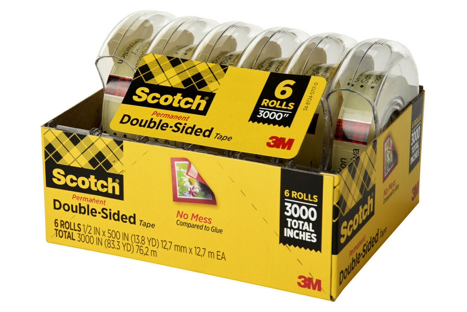 7010384727 - Scotch Double Sided Tape 6137H-2PC-MP 1/2 in x 500 in