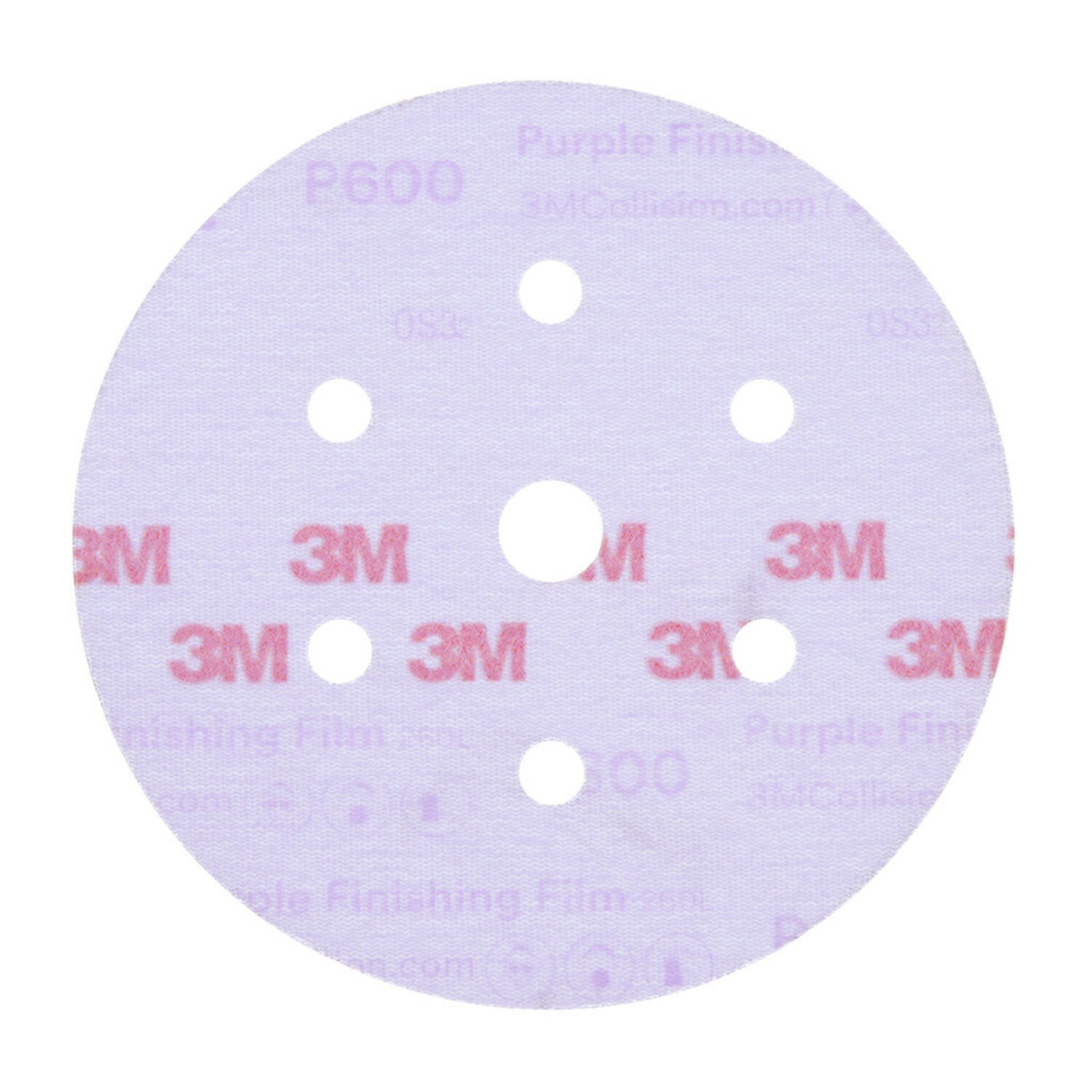 7100122774 - 3M Purple Finishing Film Hookit Disc Dust-Free, 30771, 6 in, P600, 50
discs per carton, 4 cartons per case