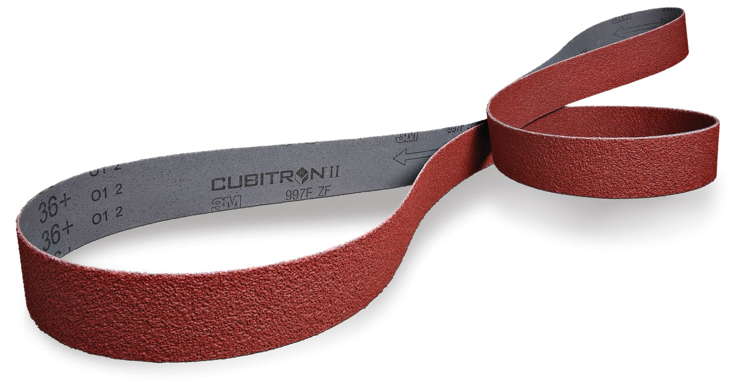 7100242924 - 3M Cubitron II Cloth Belt 997F, 36+ ZF-weight, 4-1/4 in x 132 in, Film-lok, Single-flex