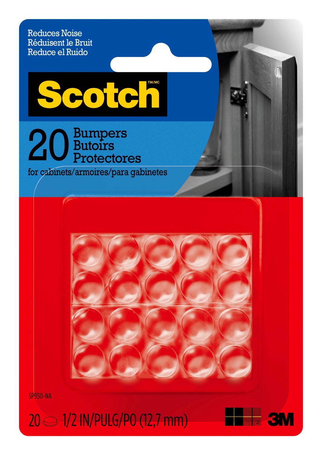 7100098109 - Scotch Self-Stick Rubber Pads SP950-NA, Clear, 1/2 in, 20/pk