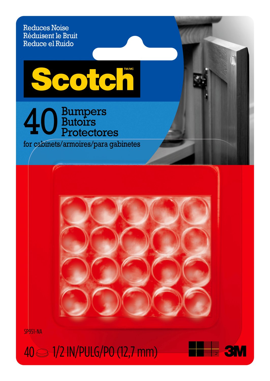 7100098111 - Scotch Self-Stick Rubber Pads SP951-NA, Clear, 1/2 in, 40/pk