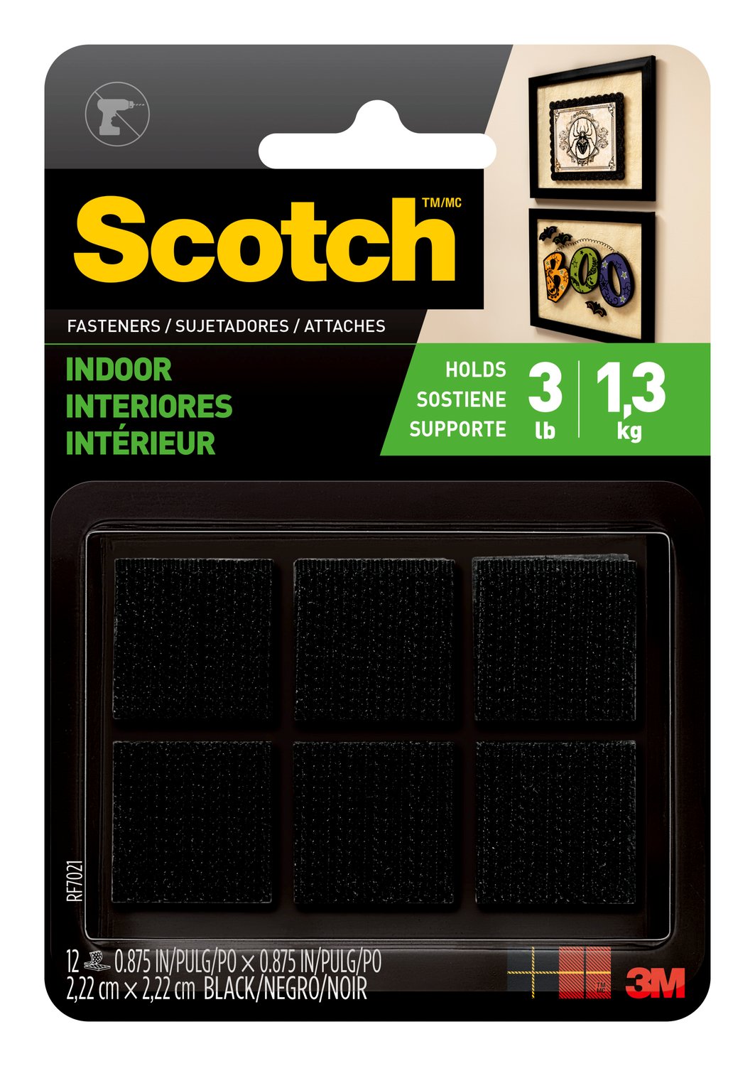 7100112307 - Scotch Indoor Fasteners RF7021, 7/8 in x 7/8 in (22 mm x 22 mm)