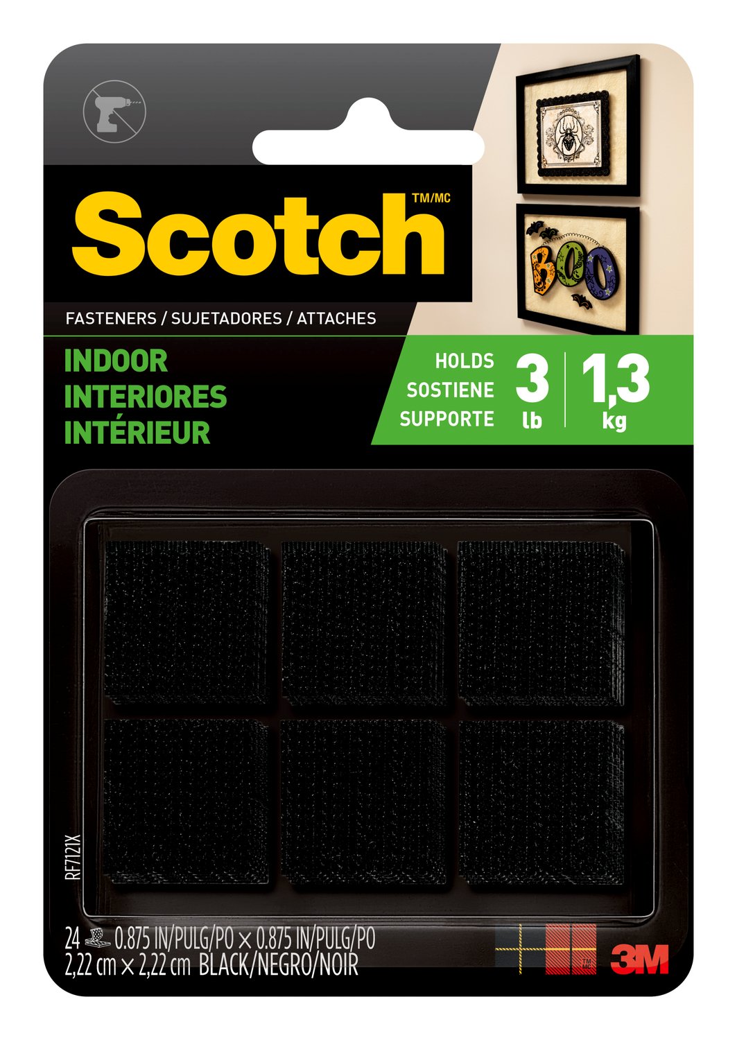 7100112300 - Scotch Indoor Fasteners RF7121X, 7/8 in x 7/8 in (22 mm x 22 mm)