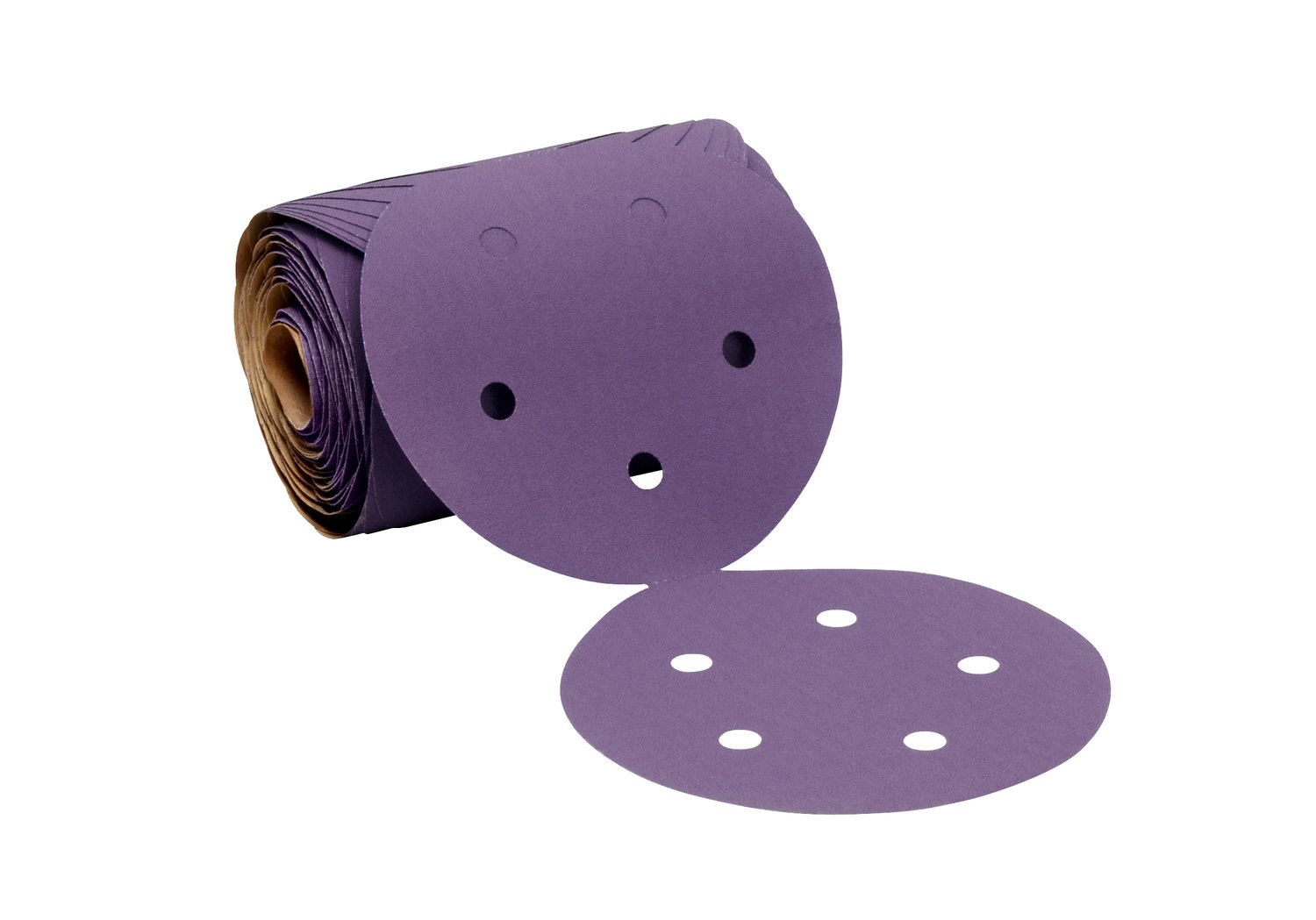 7100075488 - 3M Cubitron II Stikit Paper Disc Roll 732U, 180+ C-weight, 5 in x NH, 5HL, Die 500FH, 100 Discs/Roll, 4 Rolls/Case