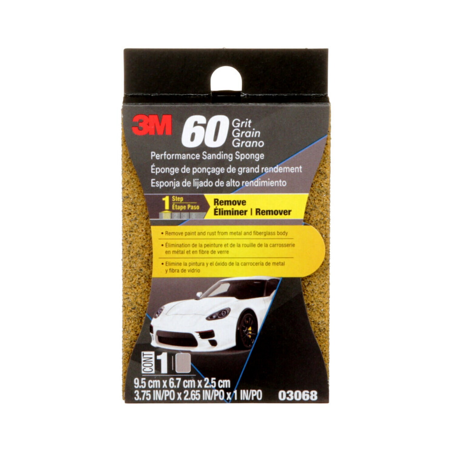 7100270653 - 3M Performance Sanding Sponge 03068, 60 Grit, 12/Case