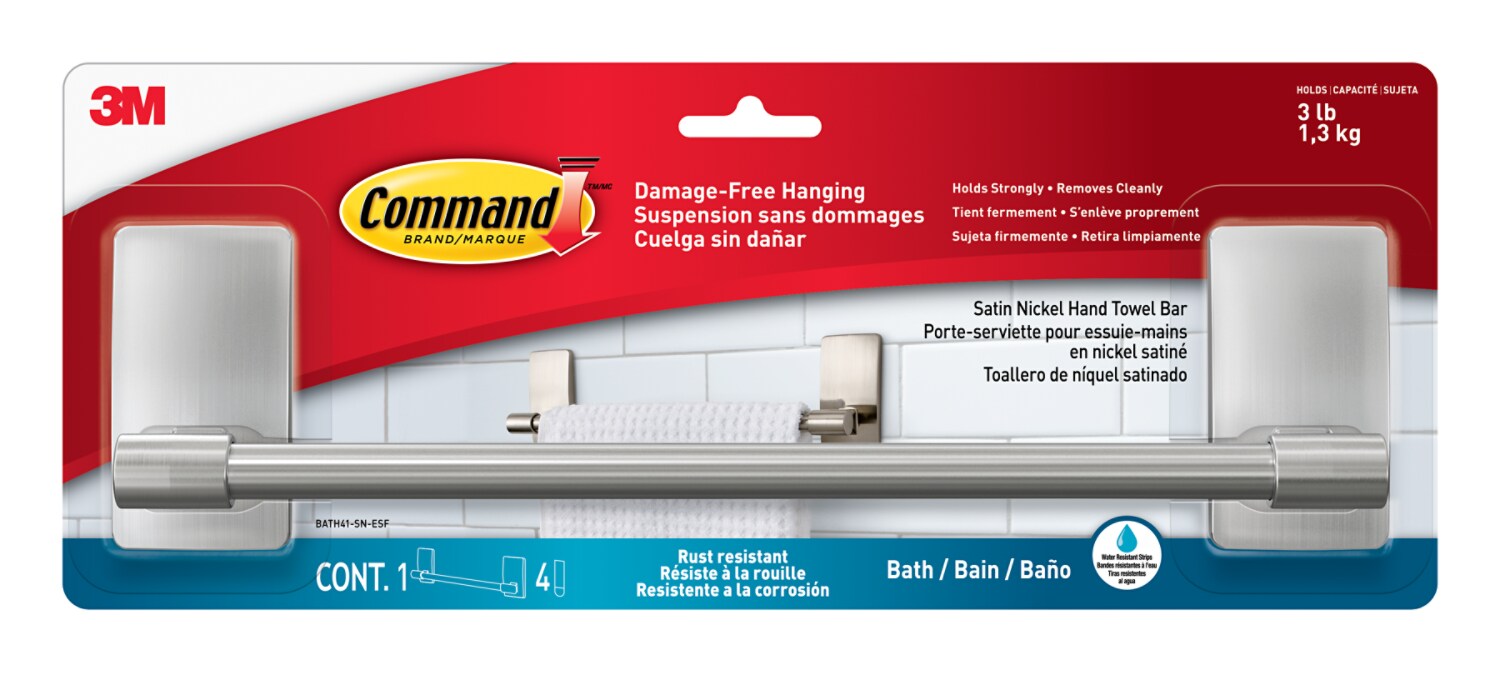 7100388195 - Command Towel Bar BATH41-SN-ESF, Satin Nickel