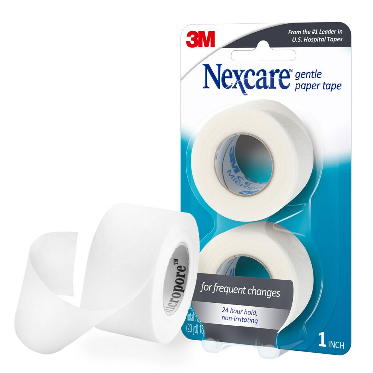 7100169514 - Nexcare Gentle Paper First Aid Tape 781-2PK, 1 in x 10 yds, (Carded, 2 PK)