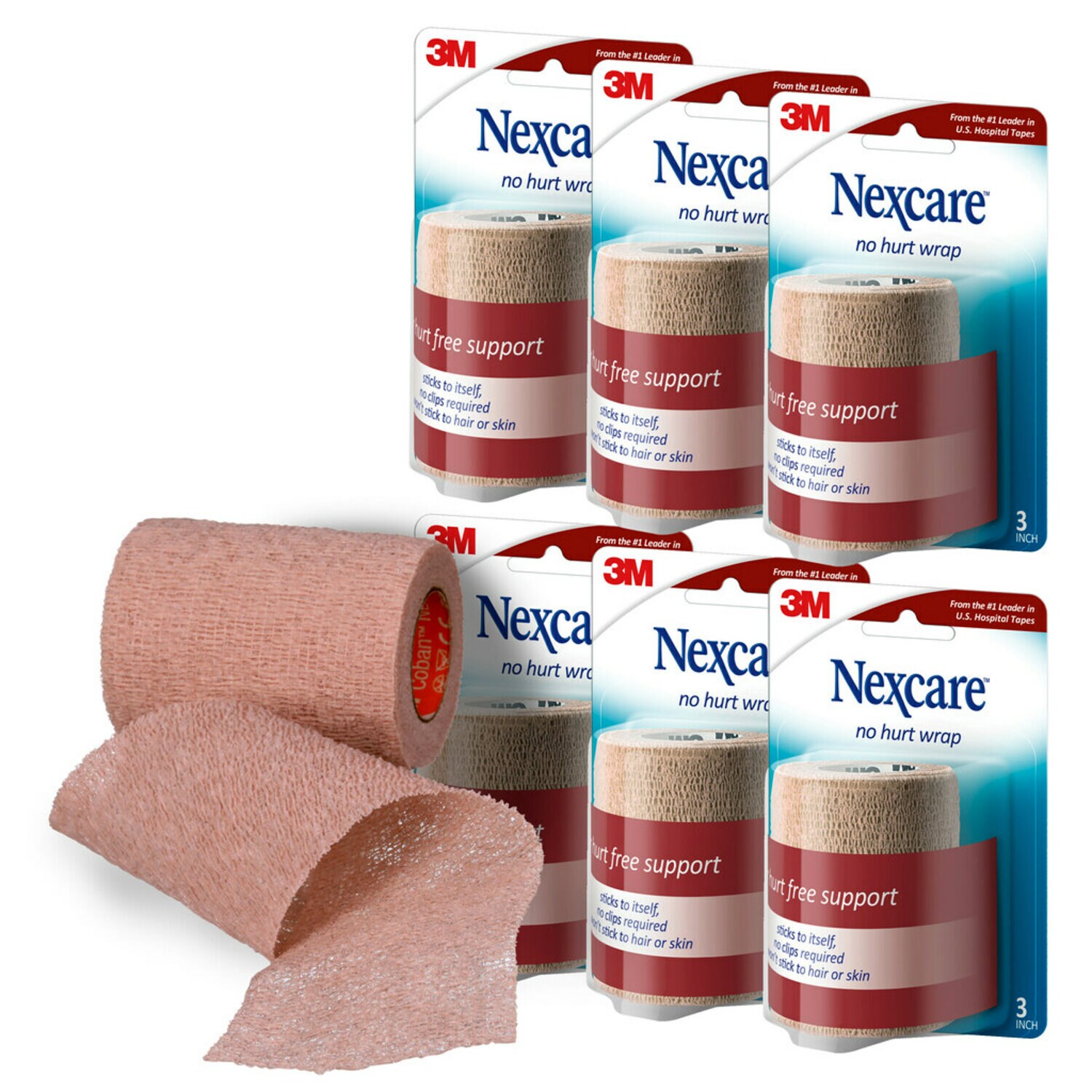 7100172073 - Nexcare No Hurt Wrap NHT-3, 3 in x 2.2 yd (76,2 mm x 2 m) Unstretched