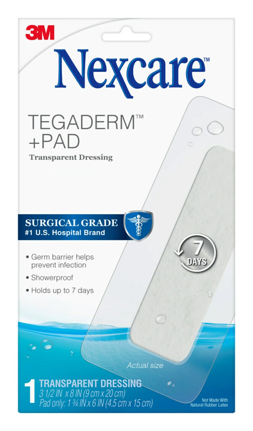7100283310 - Nexcare Tegaderm + Pad Transparent Dressing W3590, 3 1/2 in x 8 in, (9 cm x 20 cm)