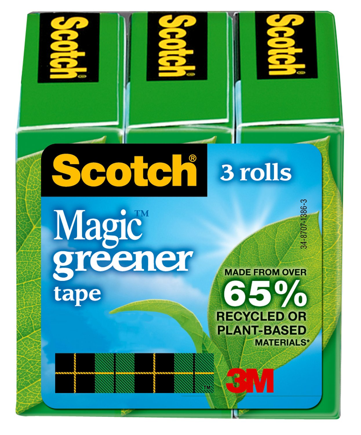 7010370046 - Scotch Magic Greener Tape 812S3, 3/4 in x 800 in (19 mm x 20,3 m) 3
Pack
