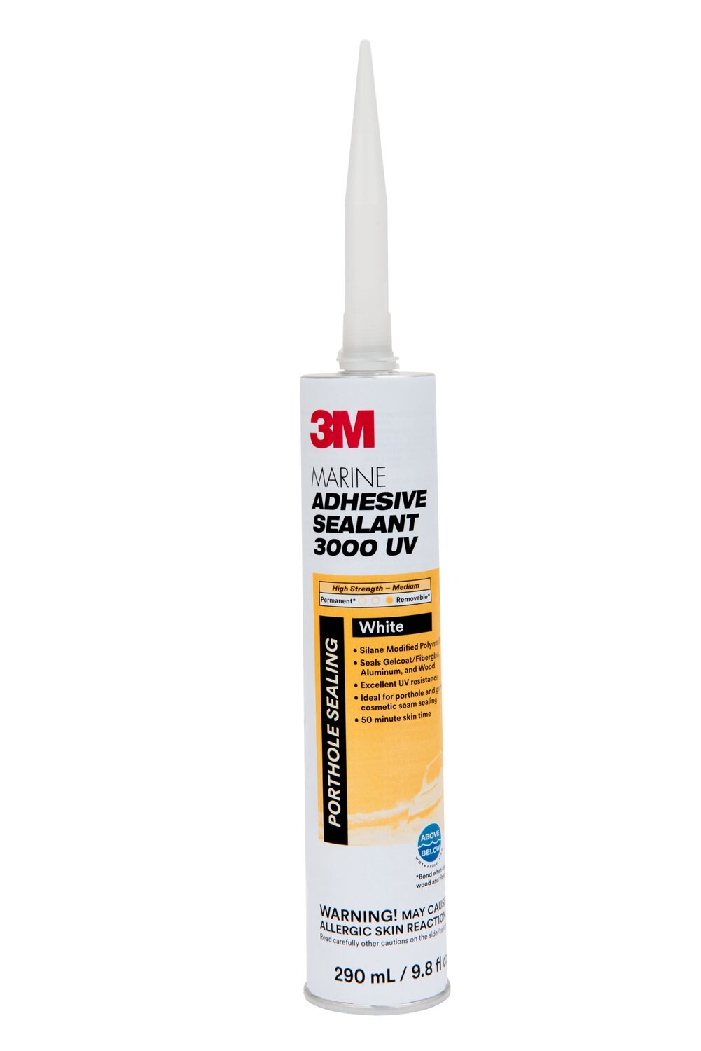 7010330425 - 3M Marine Adhesive Sealant 3000 UV, White, 290 mL Cartridge, 12/Case