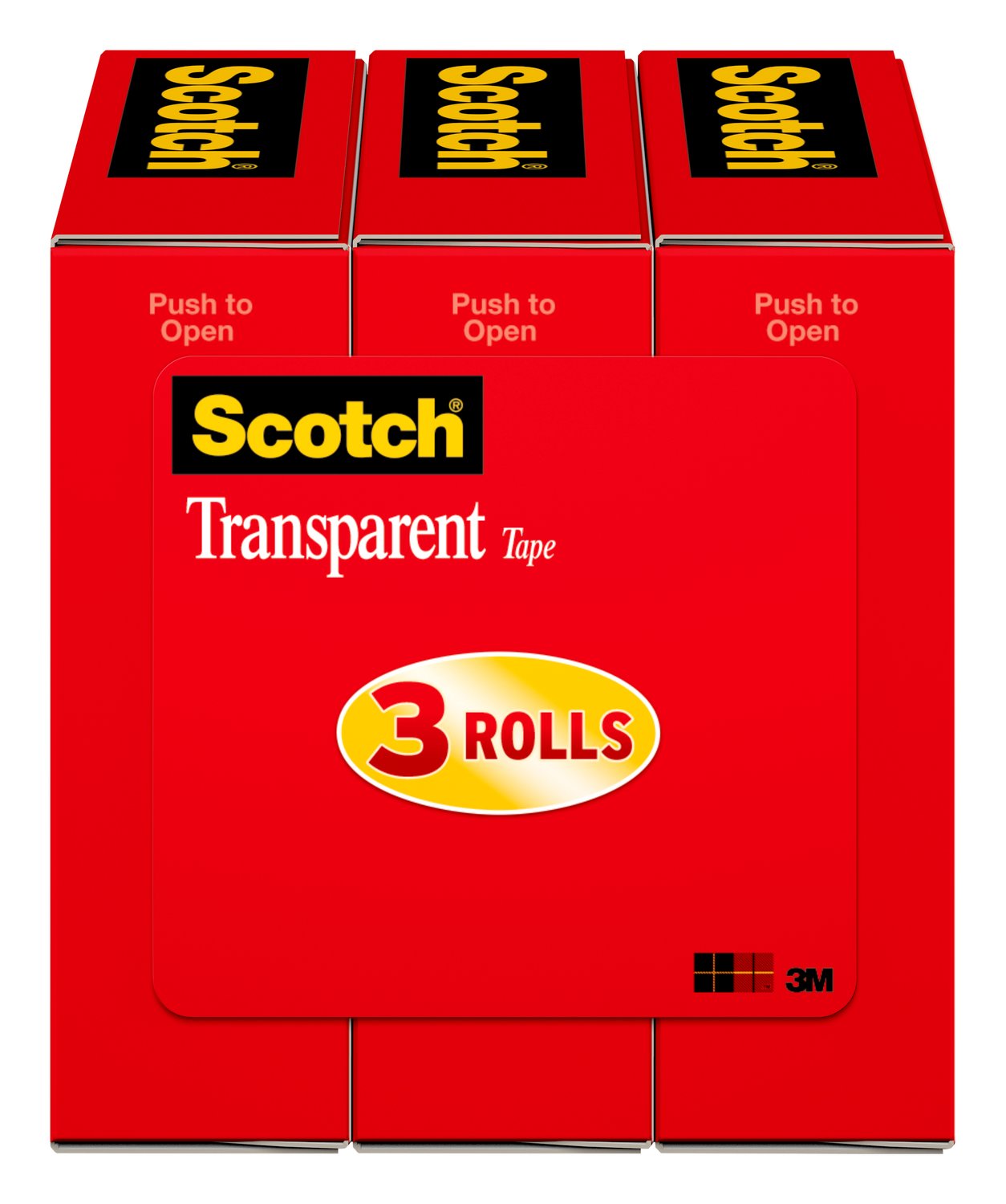 7010370045 - Scotch Transparent Tape 600K3, 3/4 in x 1000 in (19 mm x 25,4 m) 3-Pack