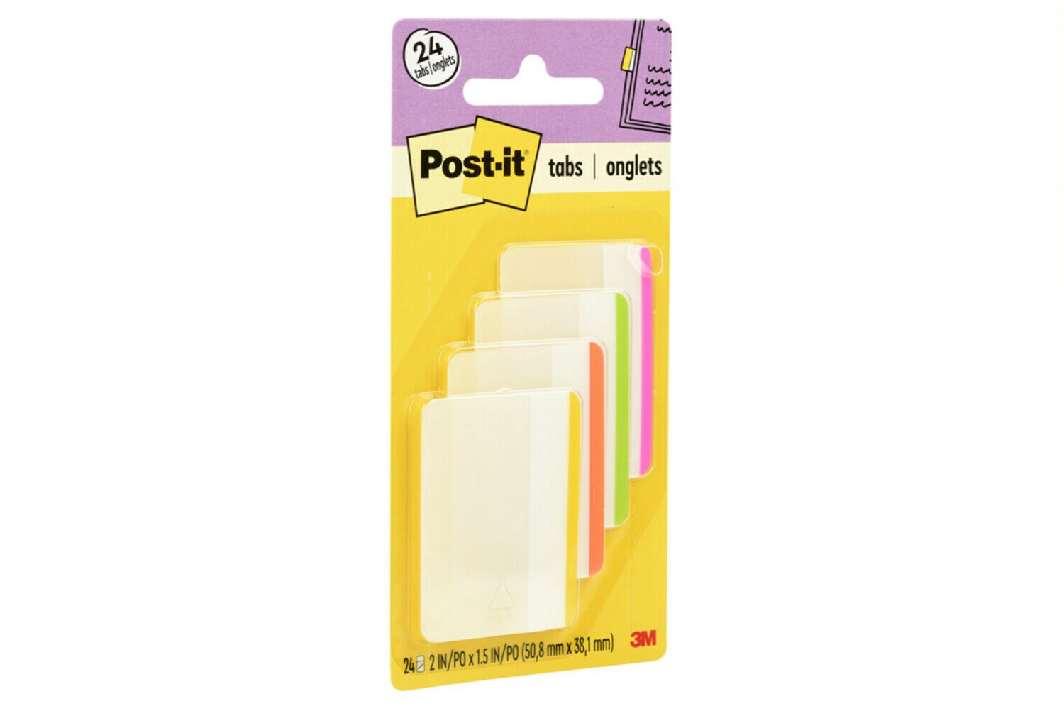 7100095817 - Post-it Durable Tabs 686F-1BB, 2 in. x 1.5 in. (50.8 mm x 38 mm) Beige, Green, Red, Canary Yellow 24 pk/cs