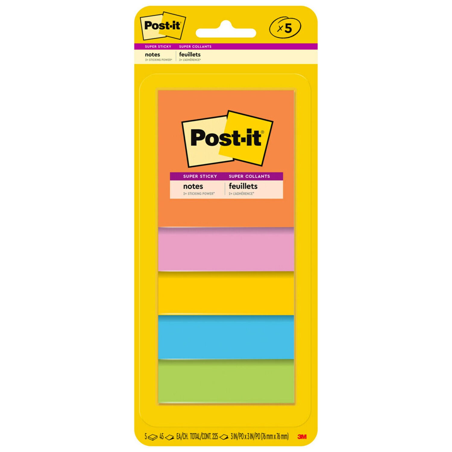 7100249376 - Post-it Notes 3321-5SSAU, 3 in x 3 in (76 mm x 76 mm)
