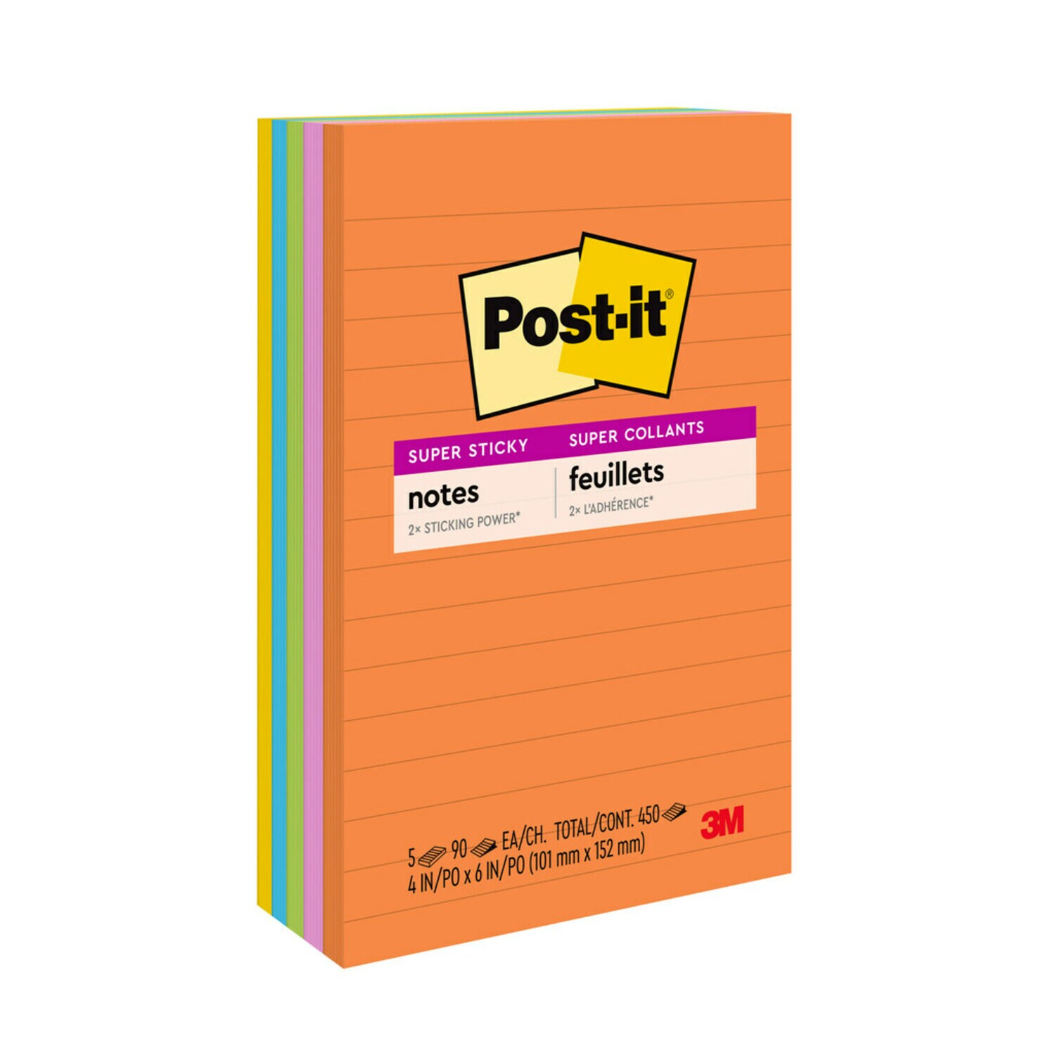 7100235569 - Post-it Super Sticky Notes 660-5SSUC, 4 in x 6 in (101 mm x 152 mm)
