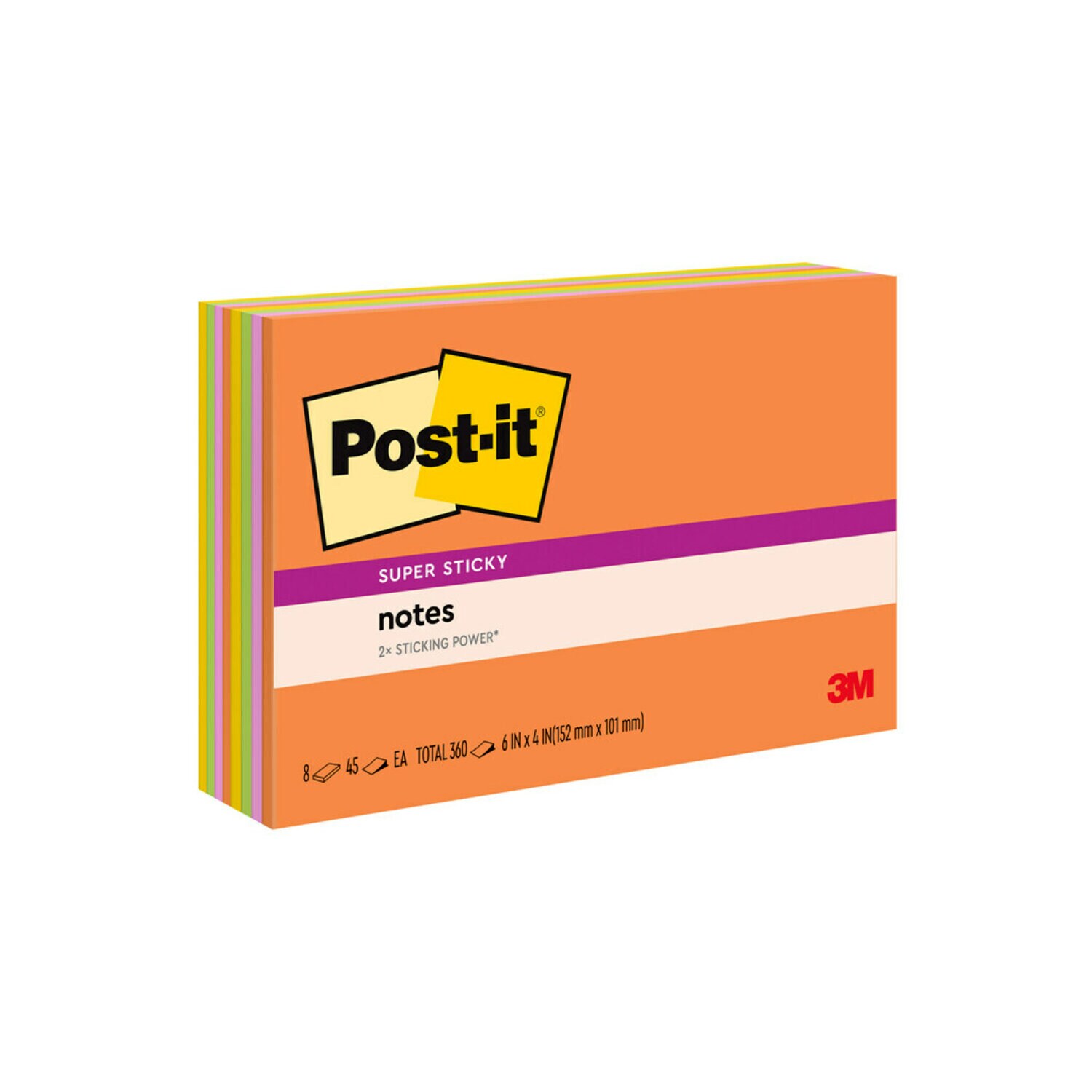 7100230035 - Post-it Super Sticky Notes 6445-SSP, 6 in x 4 in (152 mm x 101 mm), Energy Boost