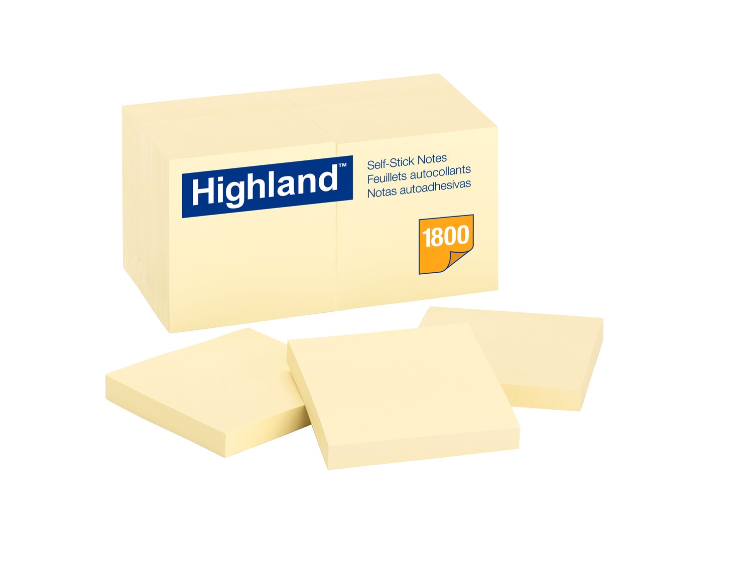 7000052360 - Highland Notes 6549-18, Yellow, 3 in x 3 in (7.62 cm x 7.62 cm), 100% PEFC, SGSCH-PEFC-COC-110078