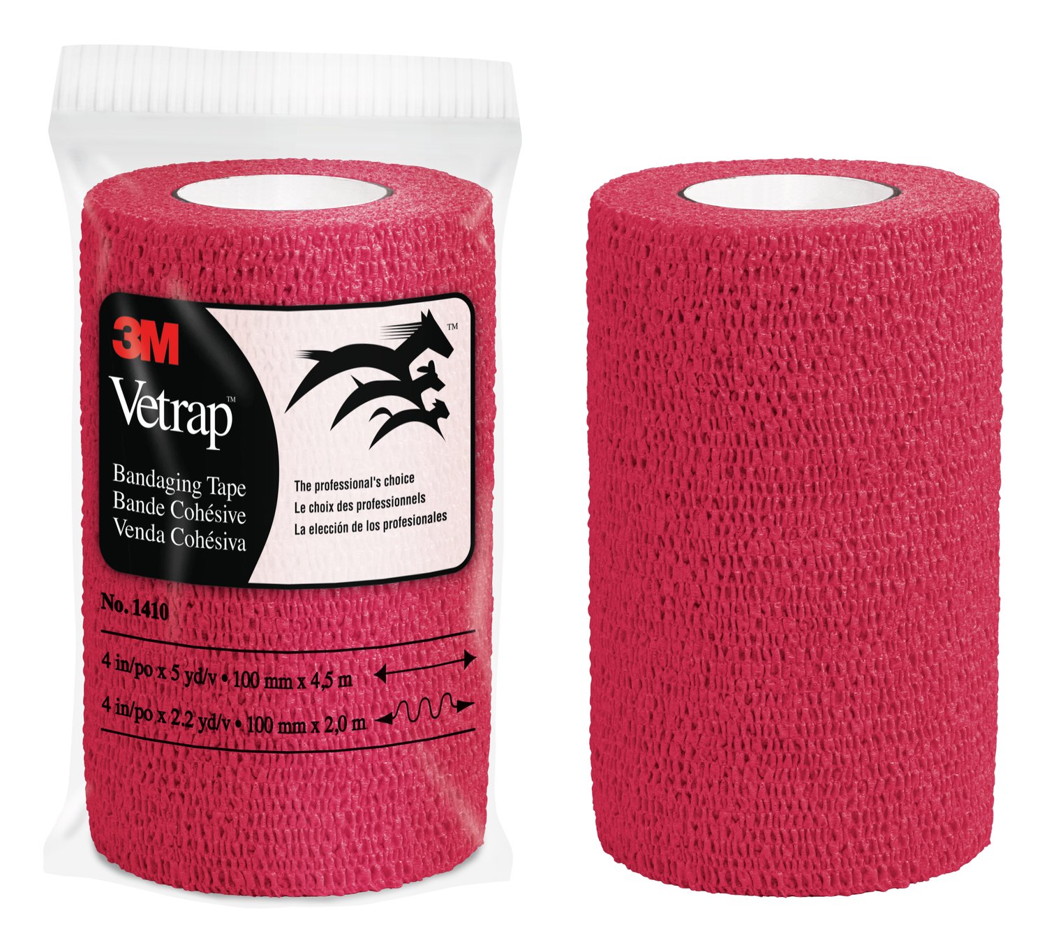7100295321 - 3M Vetrap Bandaging Tape 1410R-18, Red, 4 inch (10 cm), 18 Roll/Case