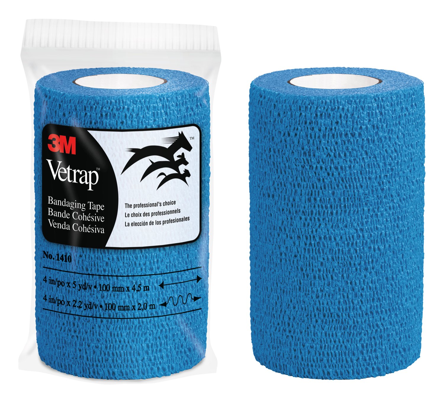 7100031643 - 3M Vetrap Bandaging Tape 1410B-18, Blue, 4 in x 5 yd (100 mm x 4.5 m), 18 Rolls/Case