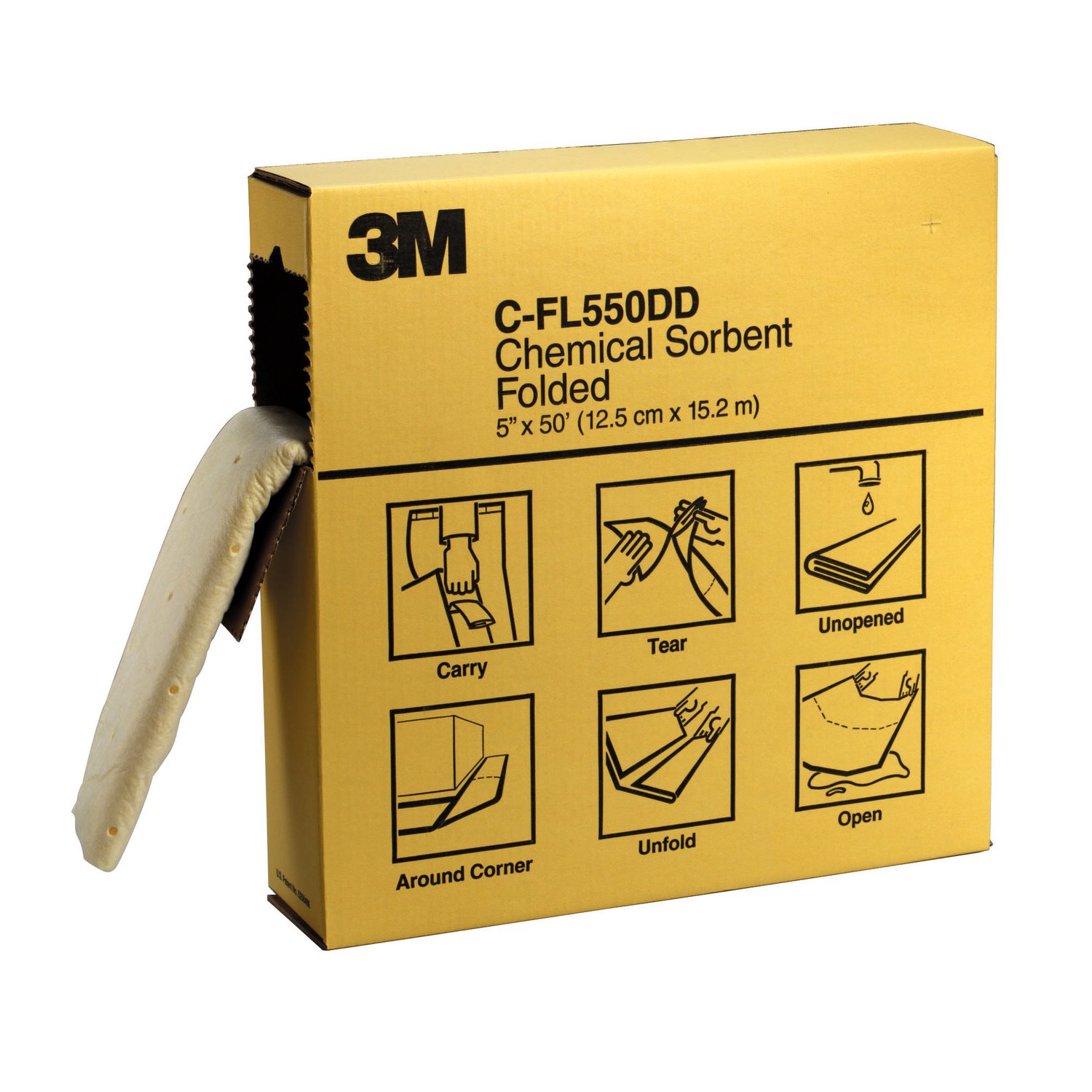 7000002024 - 3M Chemical Sorbent Folded C-FL550DD, 127 mm x 15.2 m, 3 ea/Case