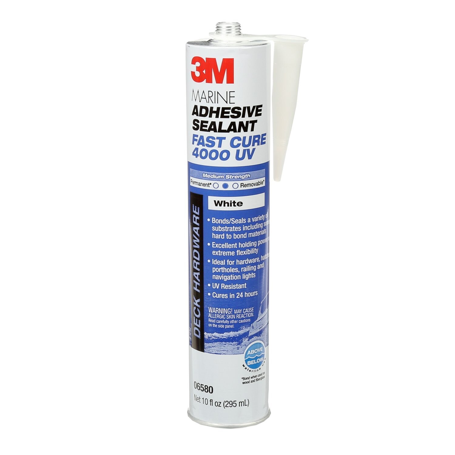 7000046623 - 3M Marine Adhesive Sealant 4000UV, PN06580, White, 295 mL Cartridge, 12/Case