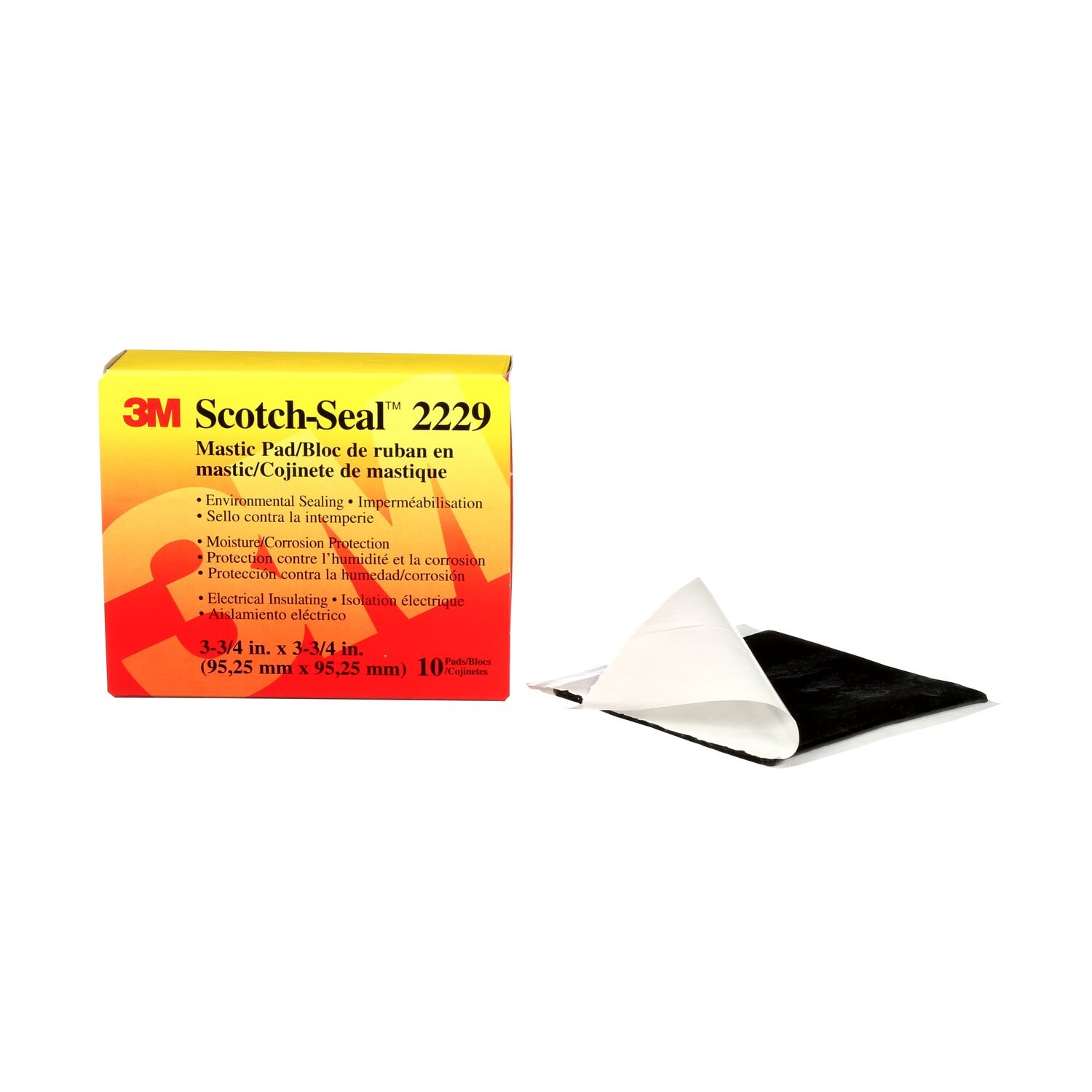 7000132526 - 3M Scotch-Seal Mastic Tape Compound 2229, 3-3/4 in x 3-3/4 in, Black, 10 pads/carton, 40 pads/Case
