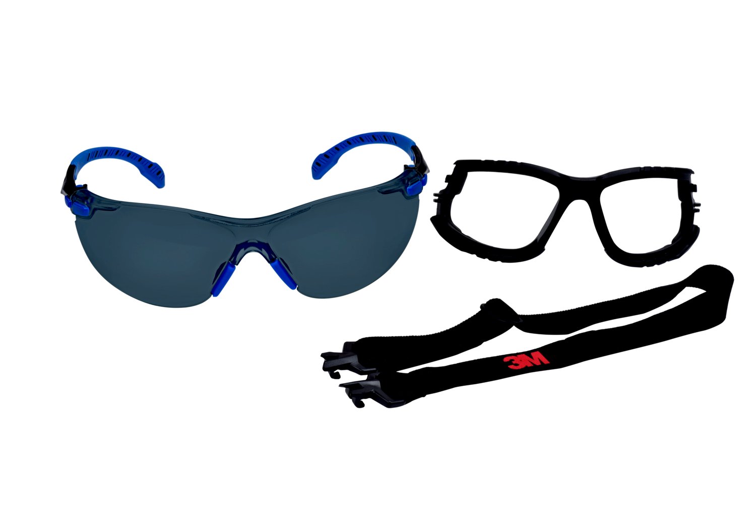 7100105846 - 3M Solus 1000-Series S1102SGAF-KT Foam Strap, Black/Blue, Grey Scotchgard Anti-fog Lens, 20 EA/Case