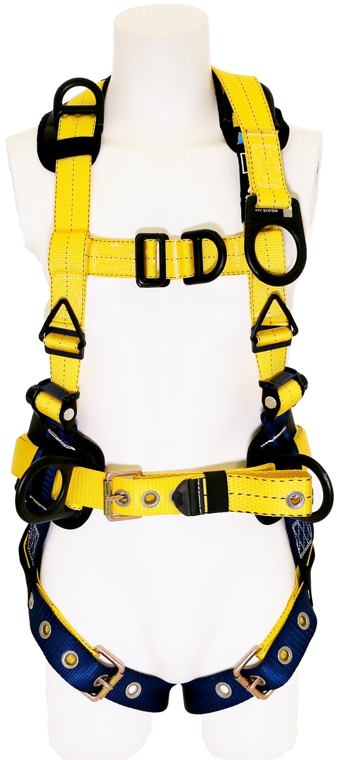 7012151364 - 3M DBI-SALA Delta Construction Style Retrieval Safety Harness with Back D-ring Extension 1100379, N Blue Large